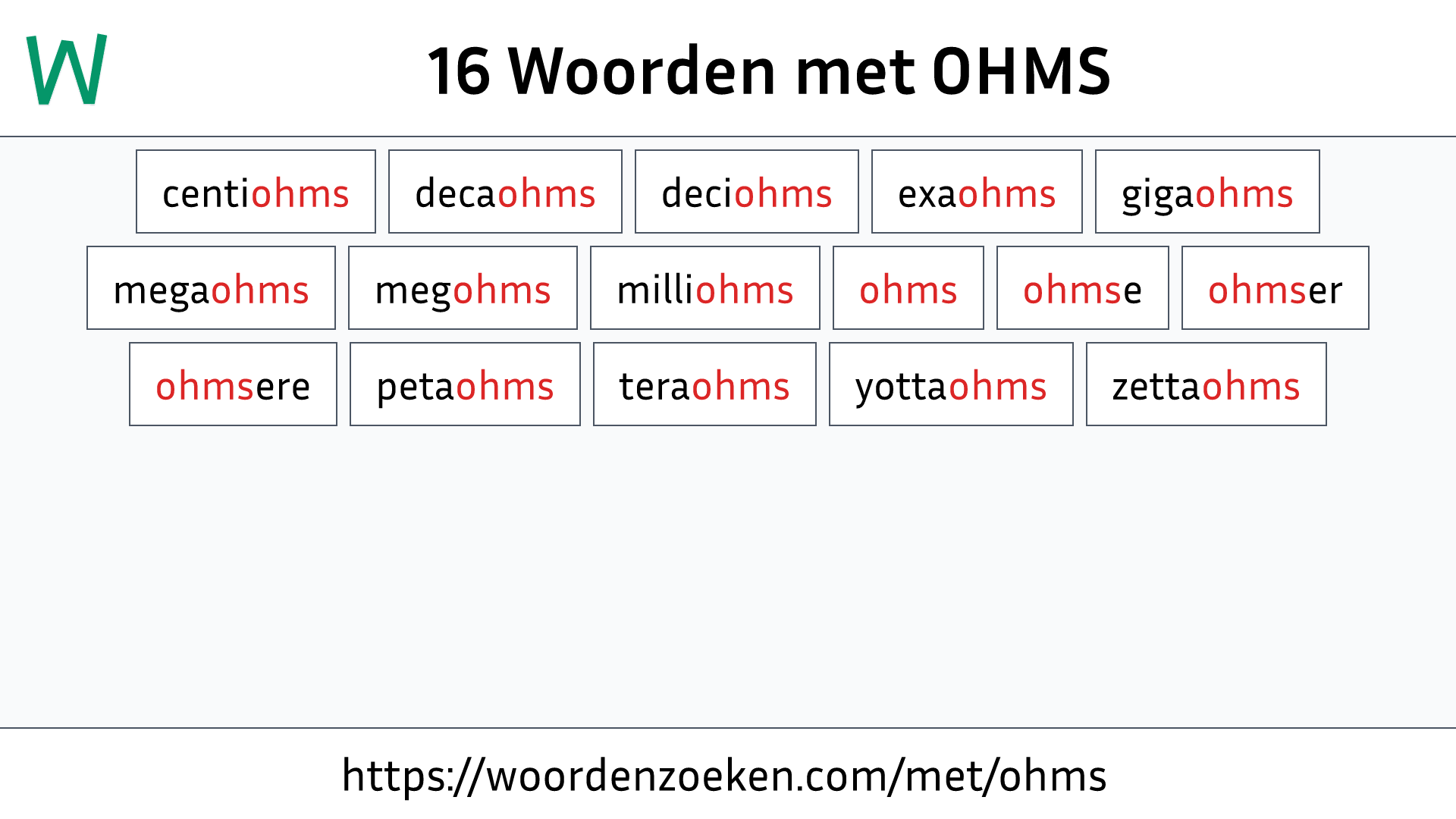 Woorden met OHMS