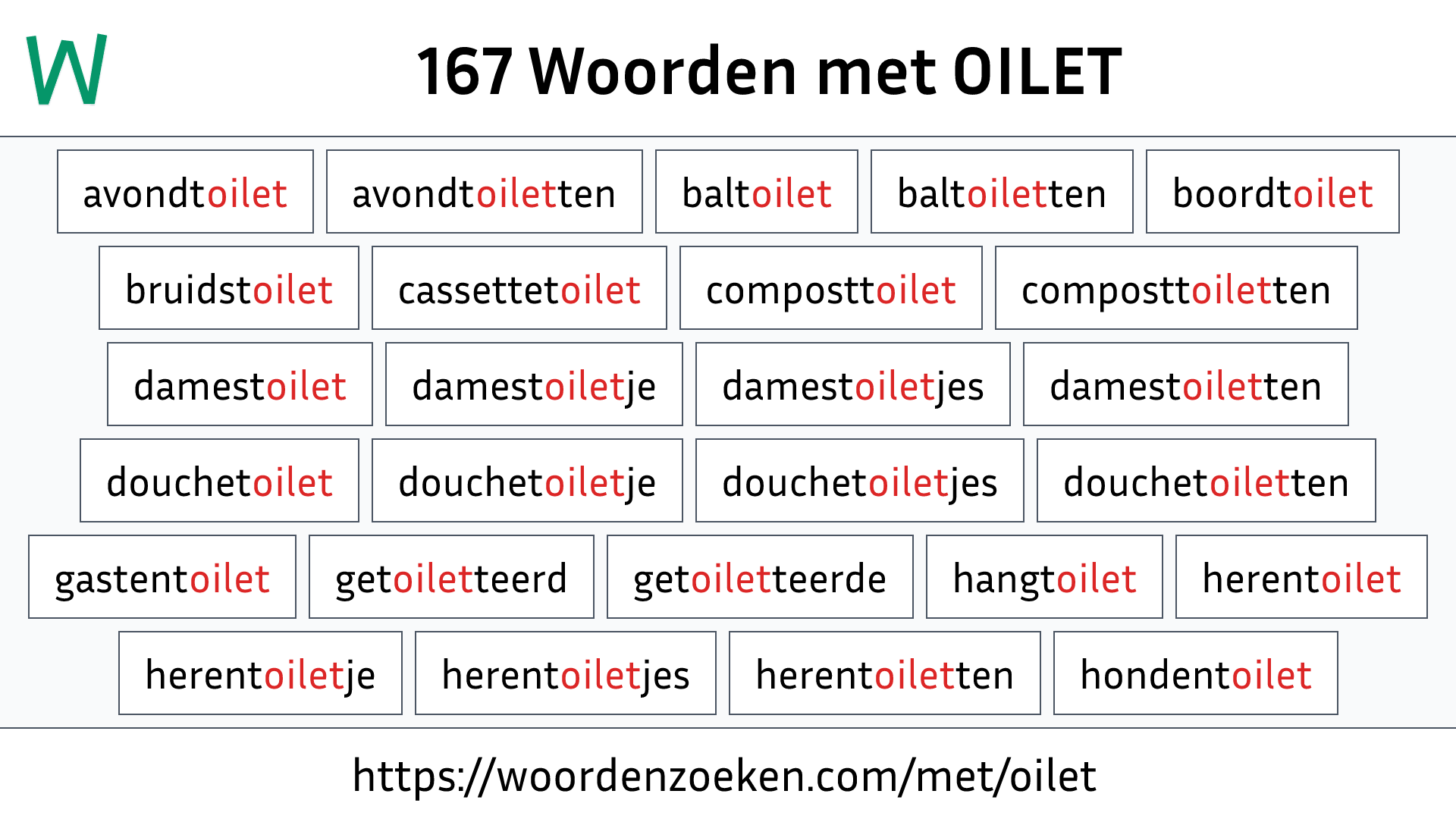 Woorden met OILET