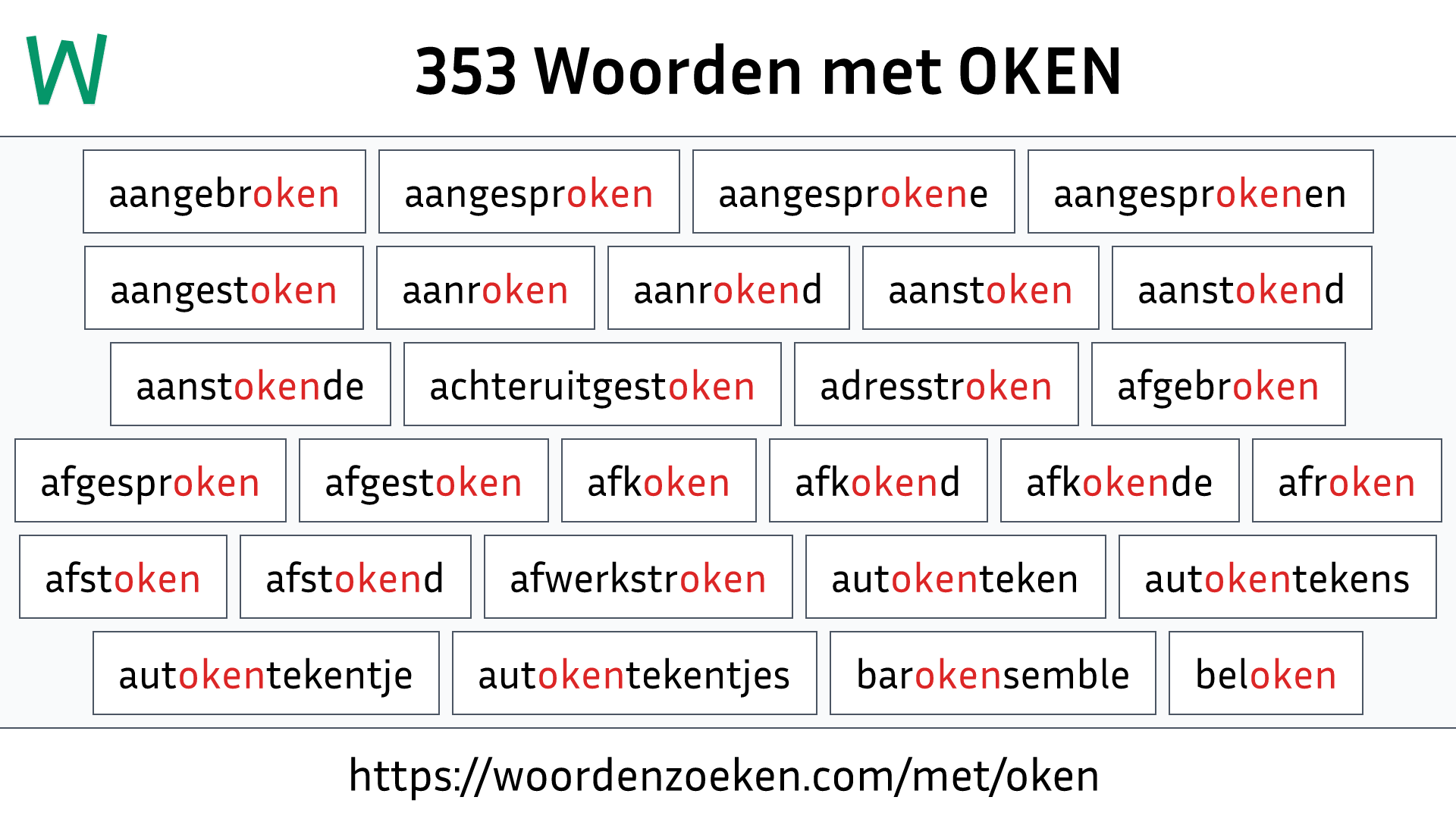 Woorden met OKEN