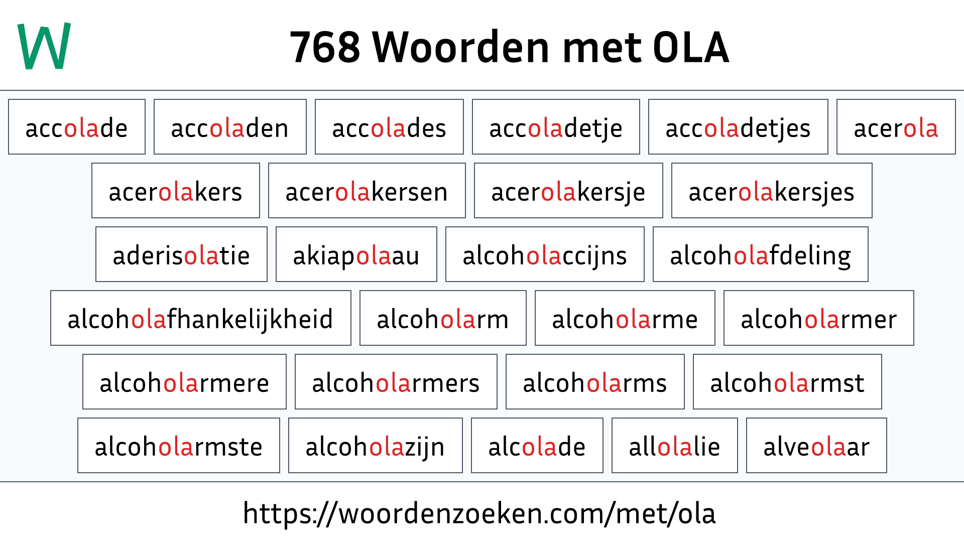 Woorden met OLA