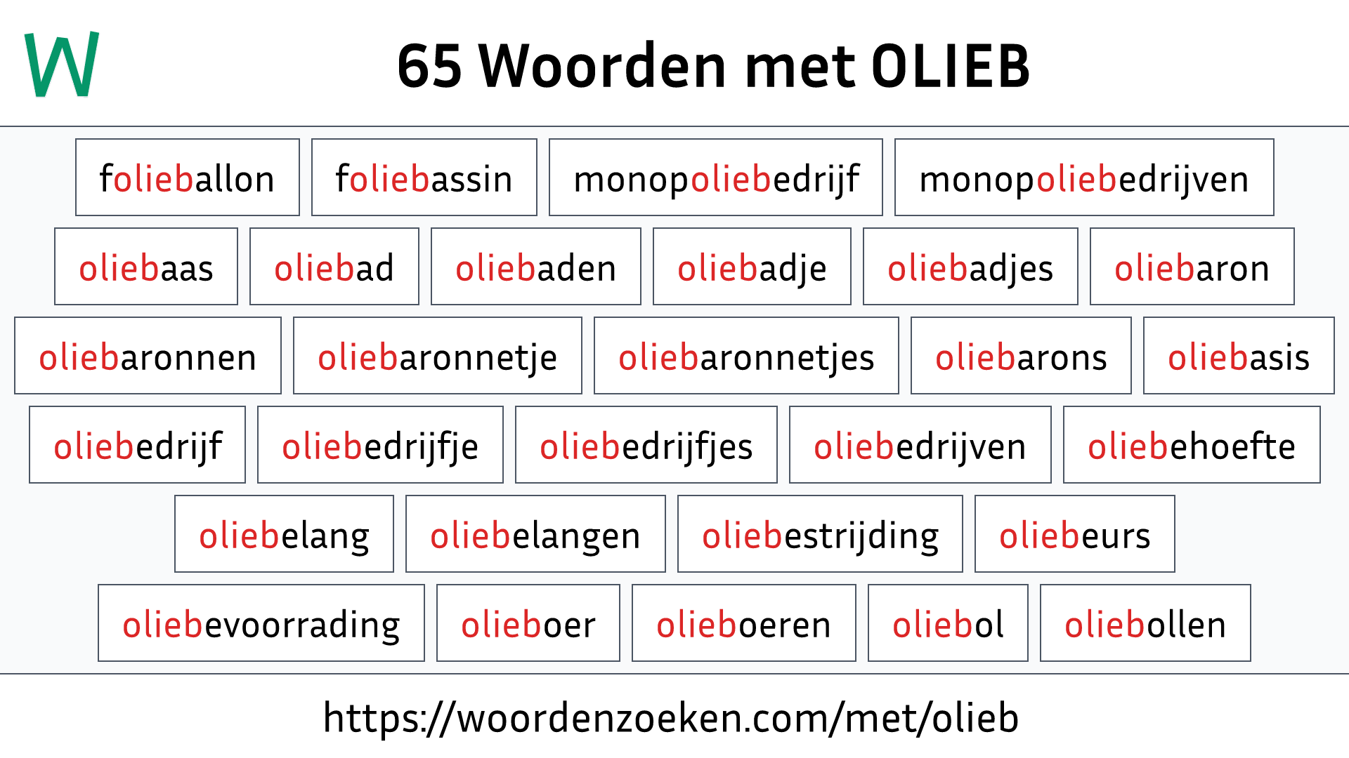 Woorden met OLIEB