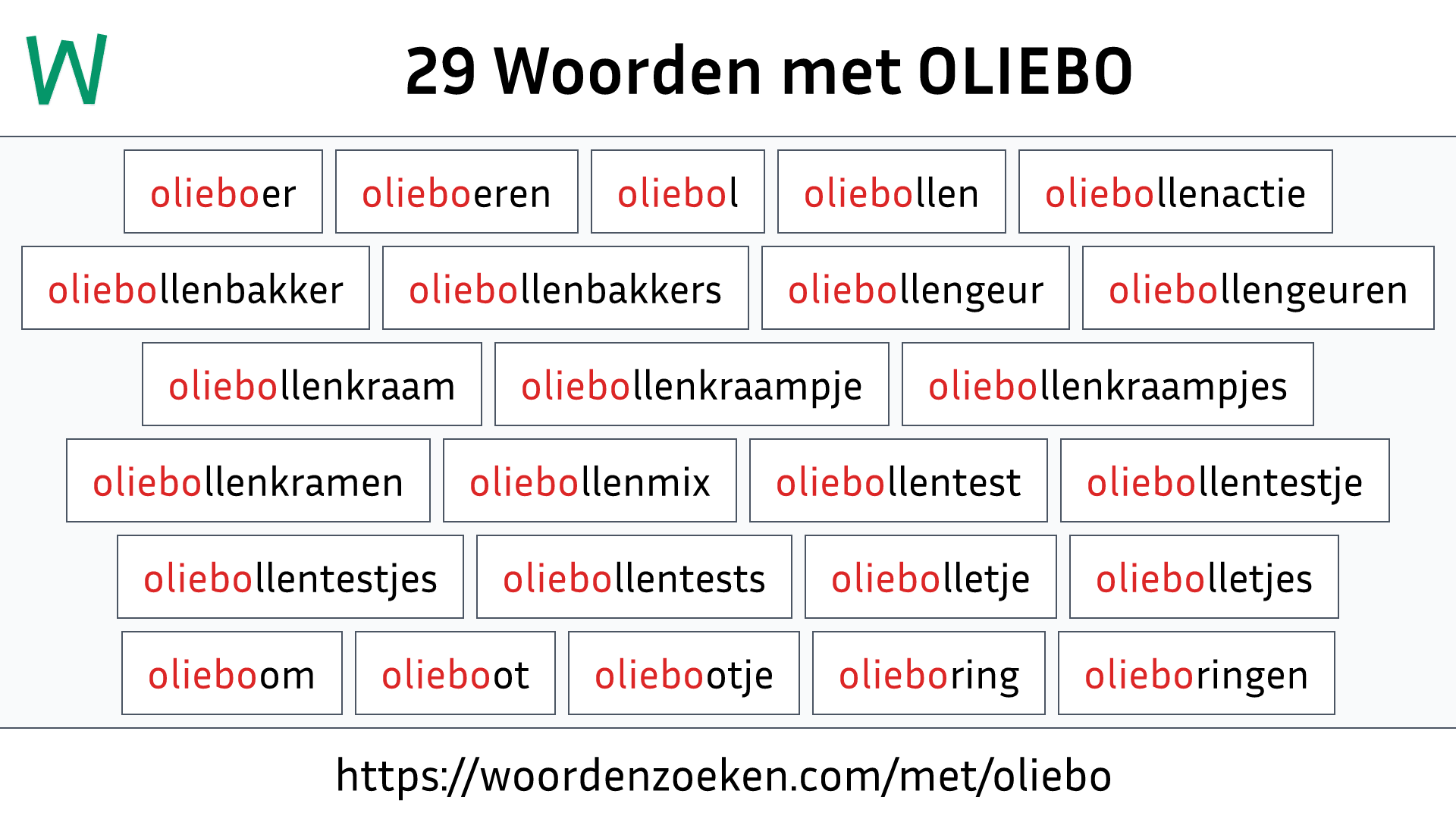 Woorden met OLIEBO