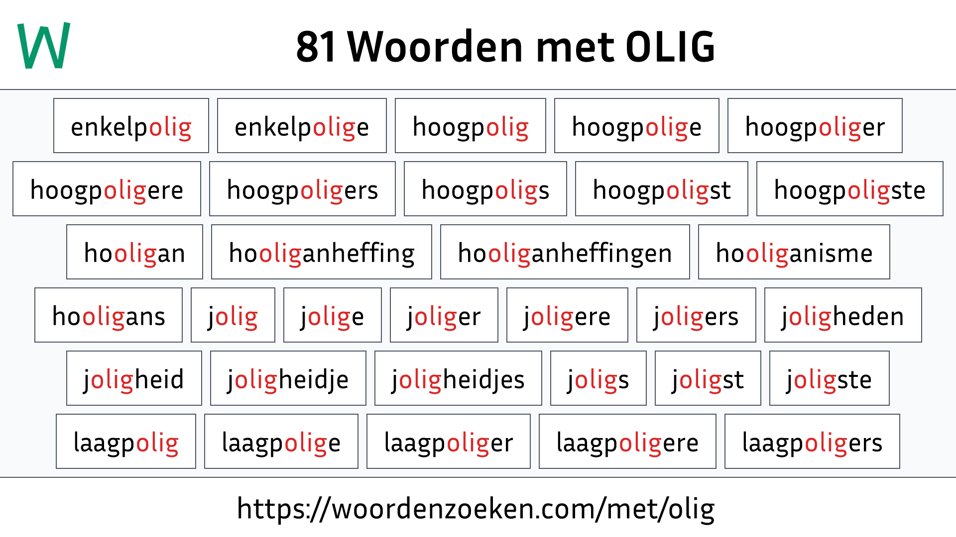 Woorden met OLIG