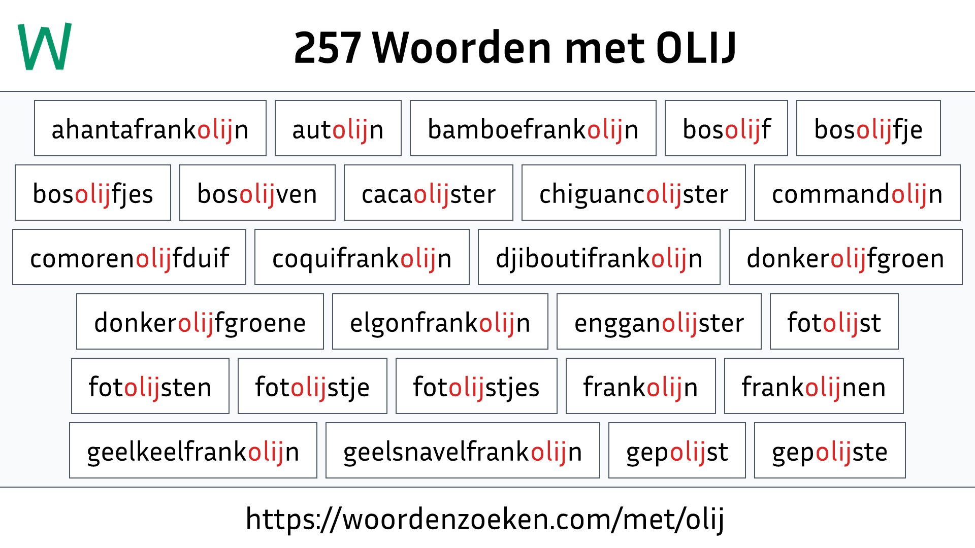 Woorden met OLIJ