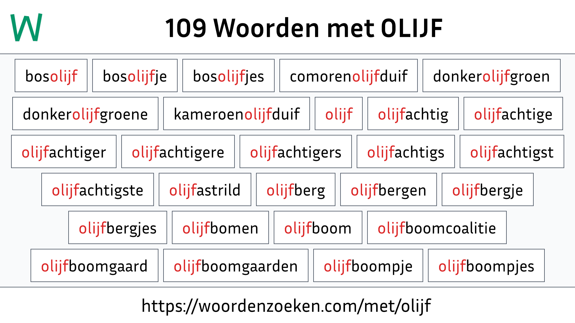 Woorden met OLIJF