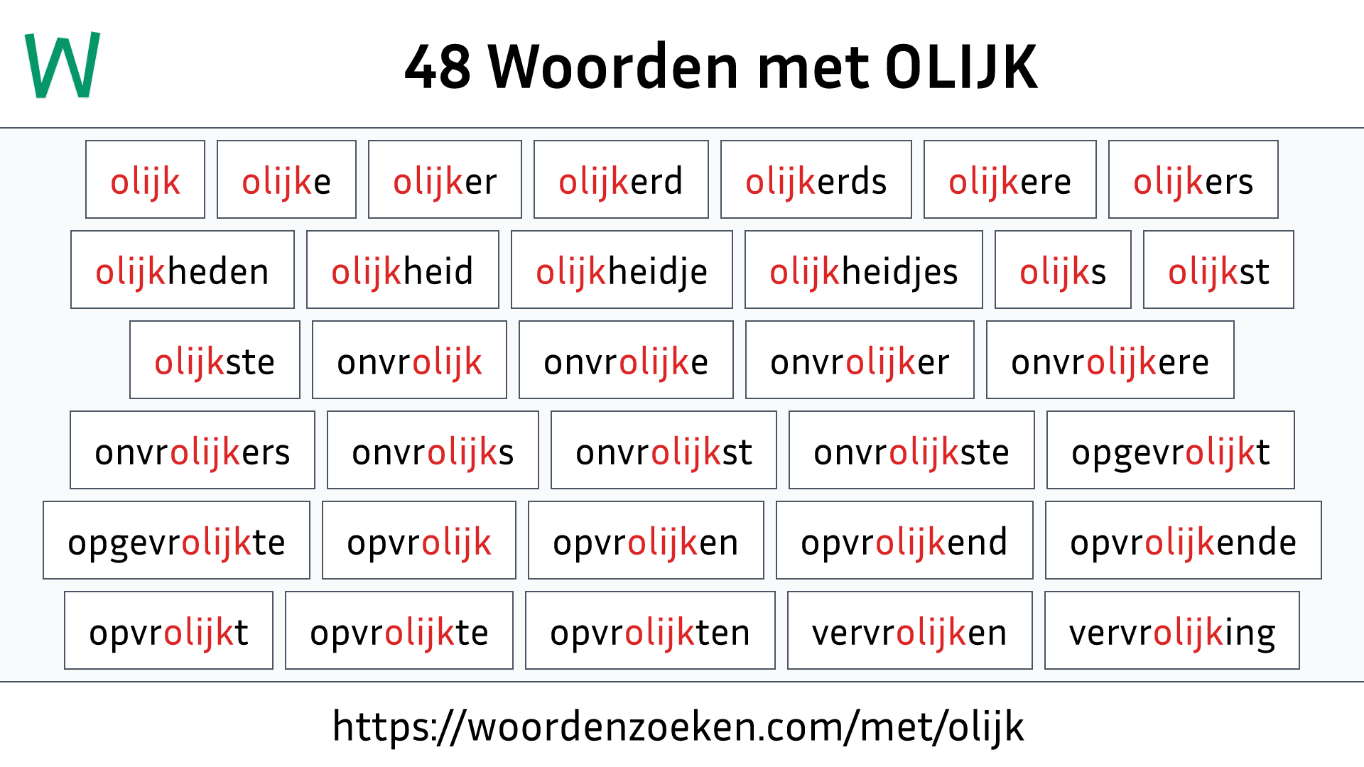 Woorden met OLIJK