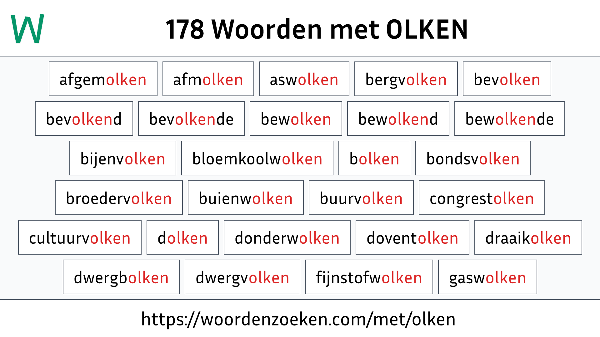 Woorden met OLKEN