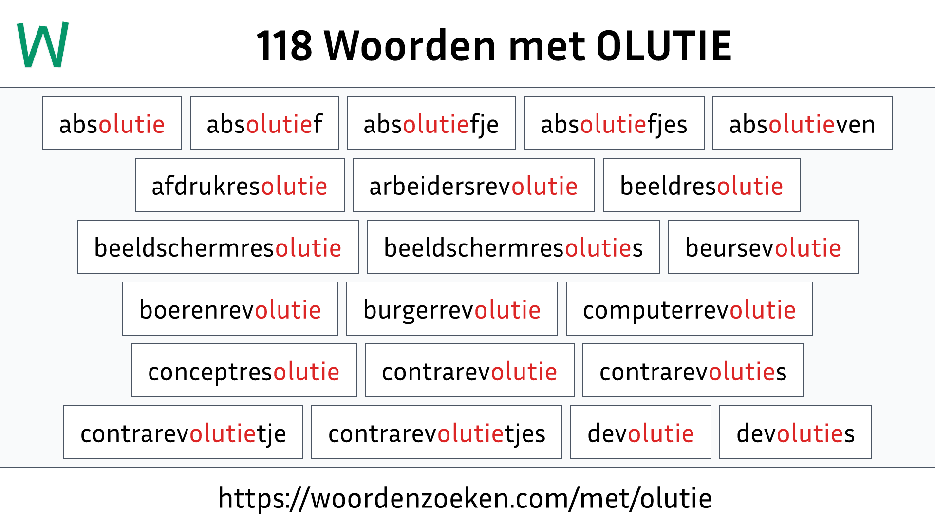 Woorden met OLUTIE