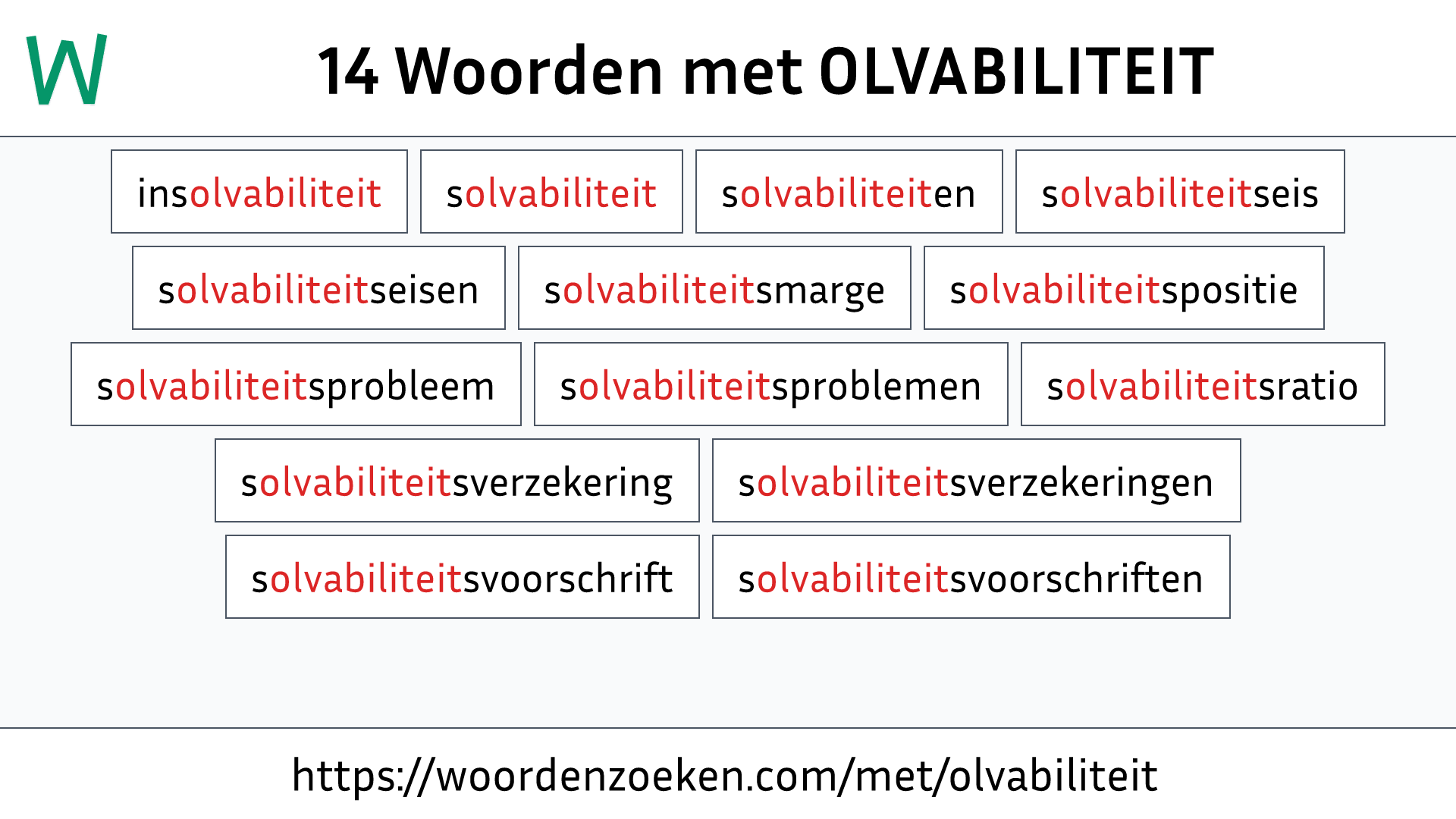 Woorden met OLVABILITEIT