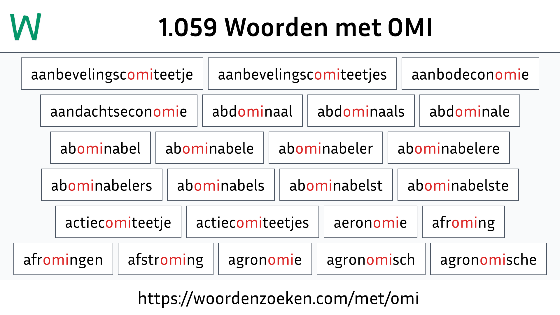 Woorden met OMI