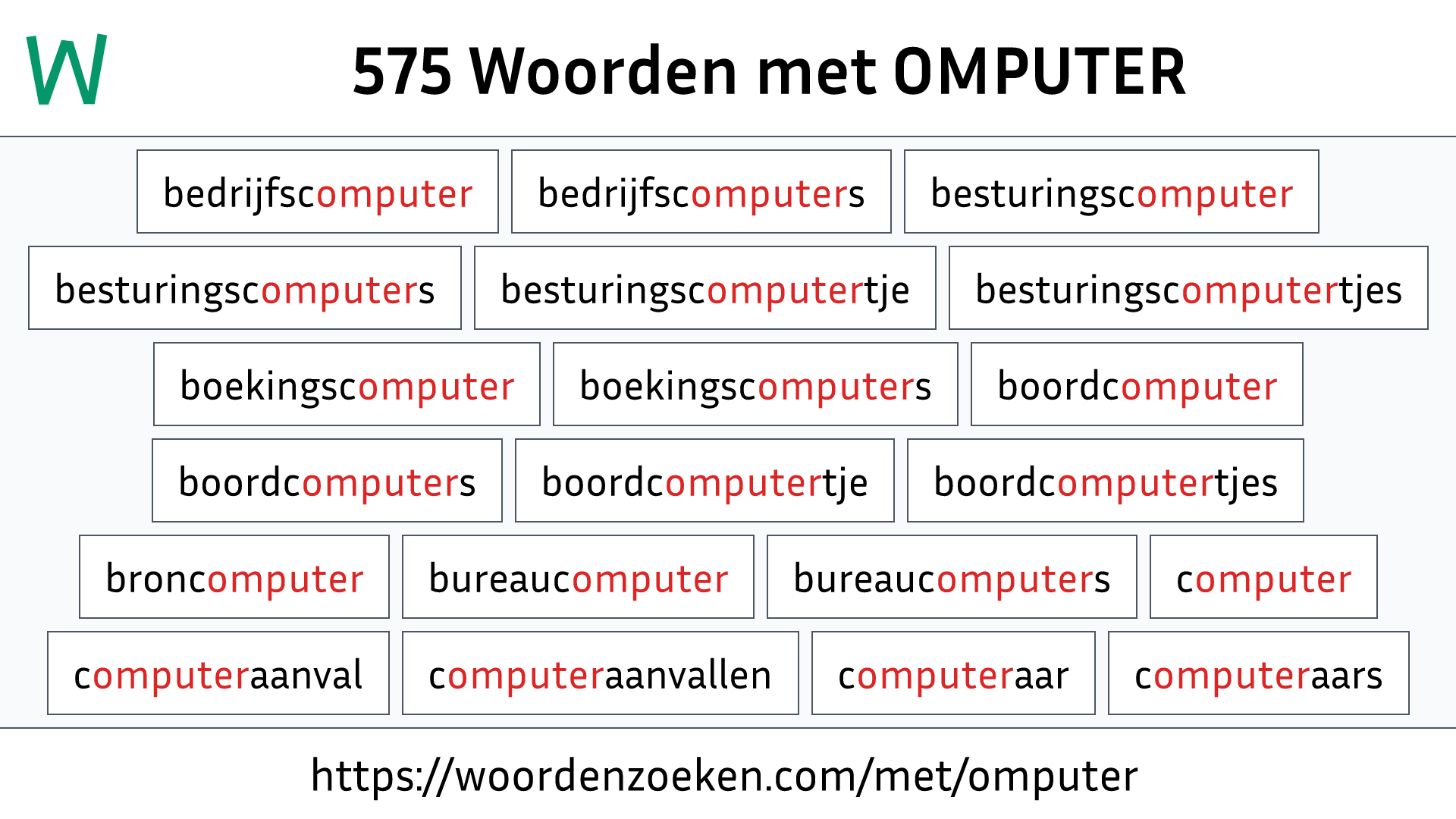 Woorden met OMPUTER