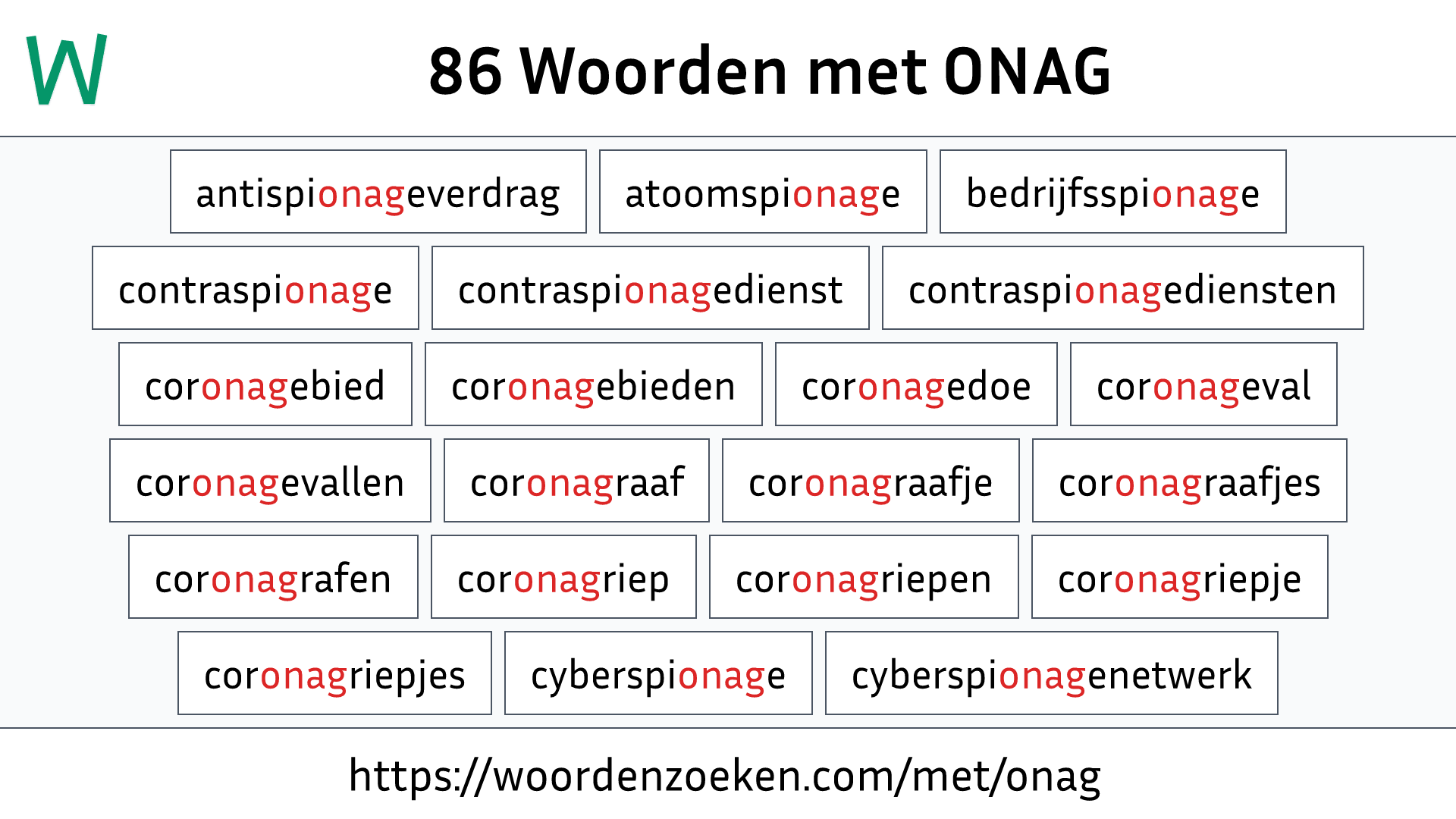 Woorden met ONAG