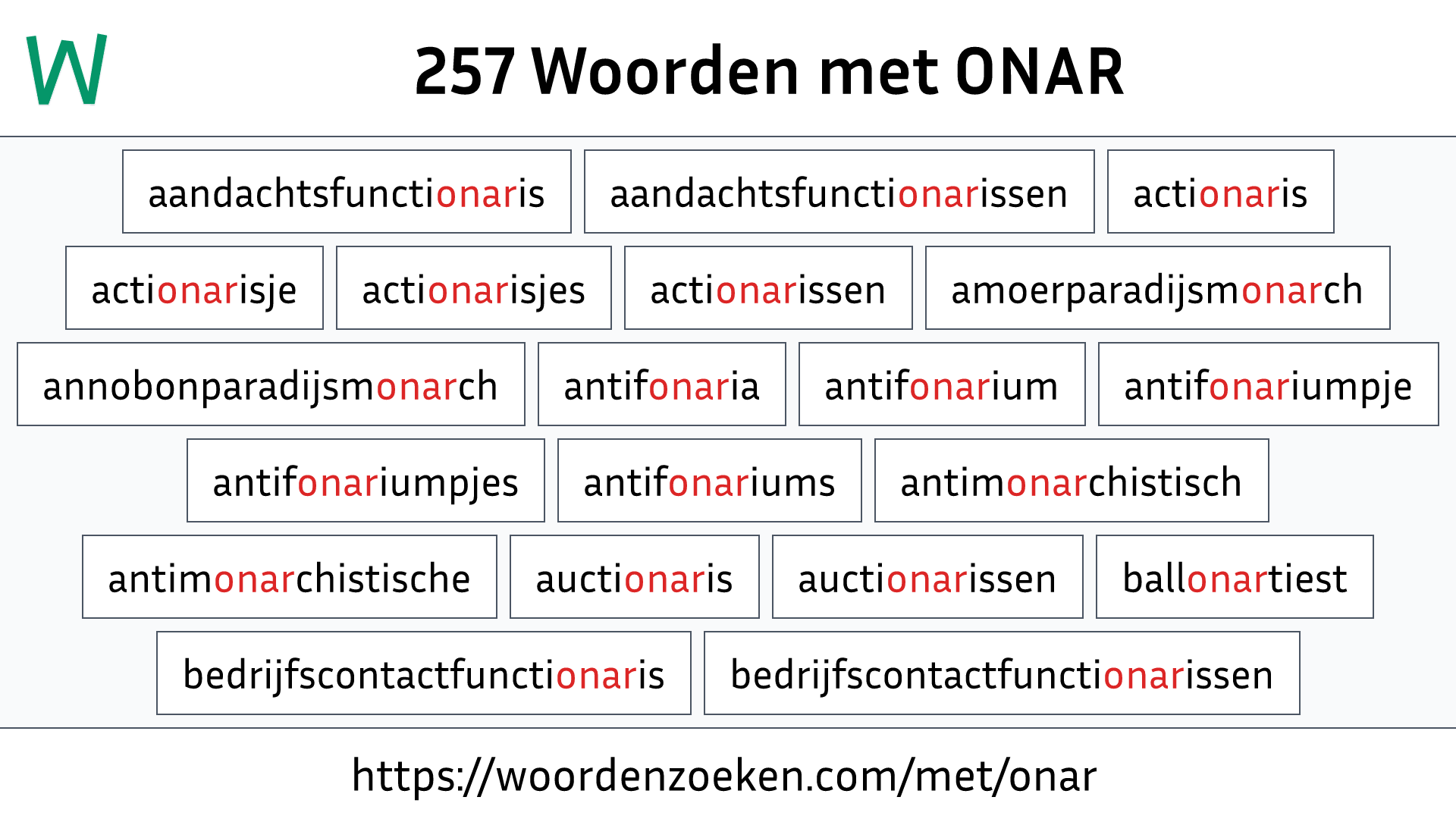 Woorden met ONAR