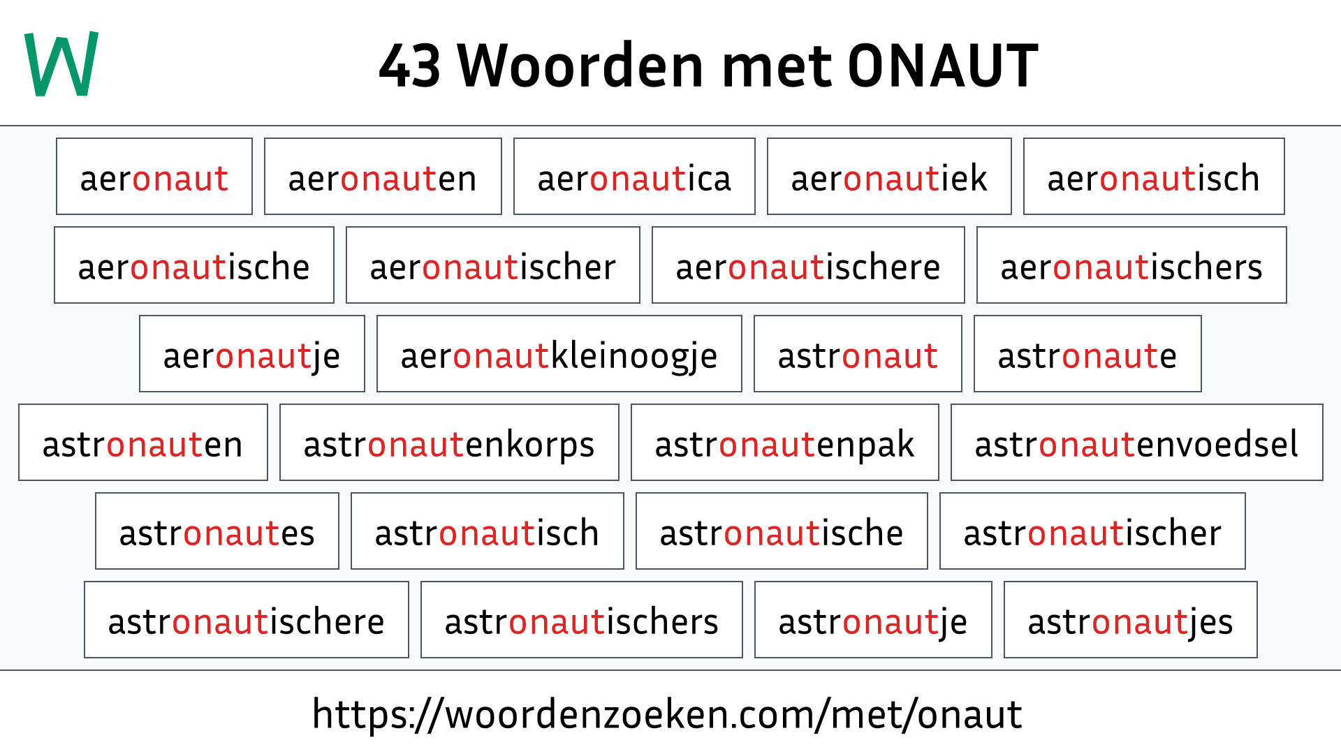 Woorden met ONAUT