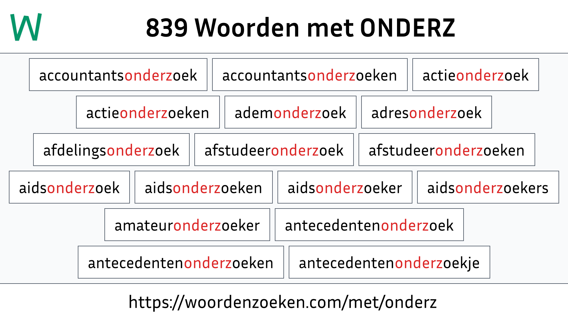 Woorden met ONDERZ