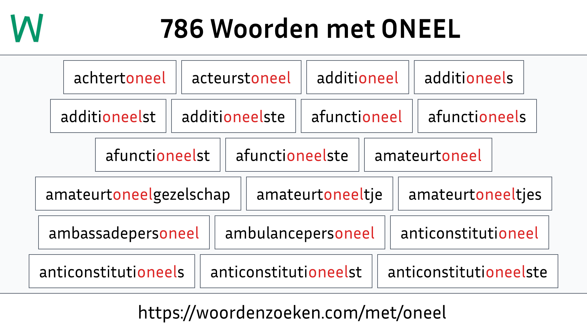 Woorden met ONEEL