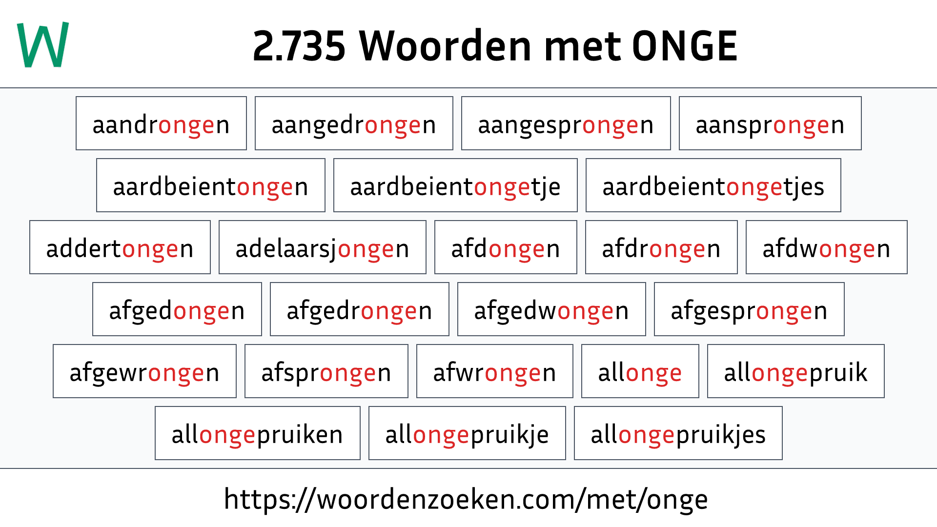 Woorden met ONGE