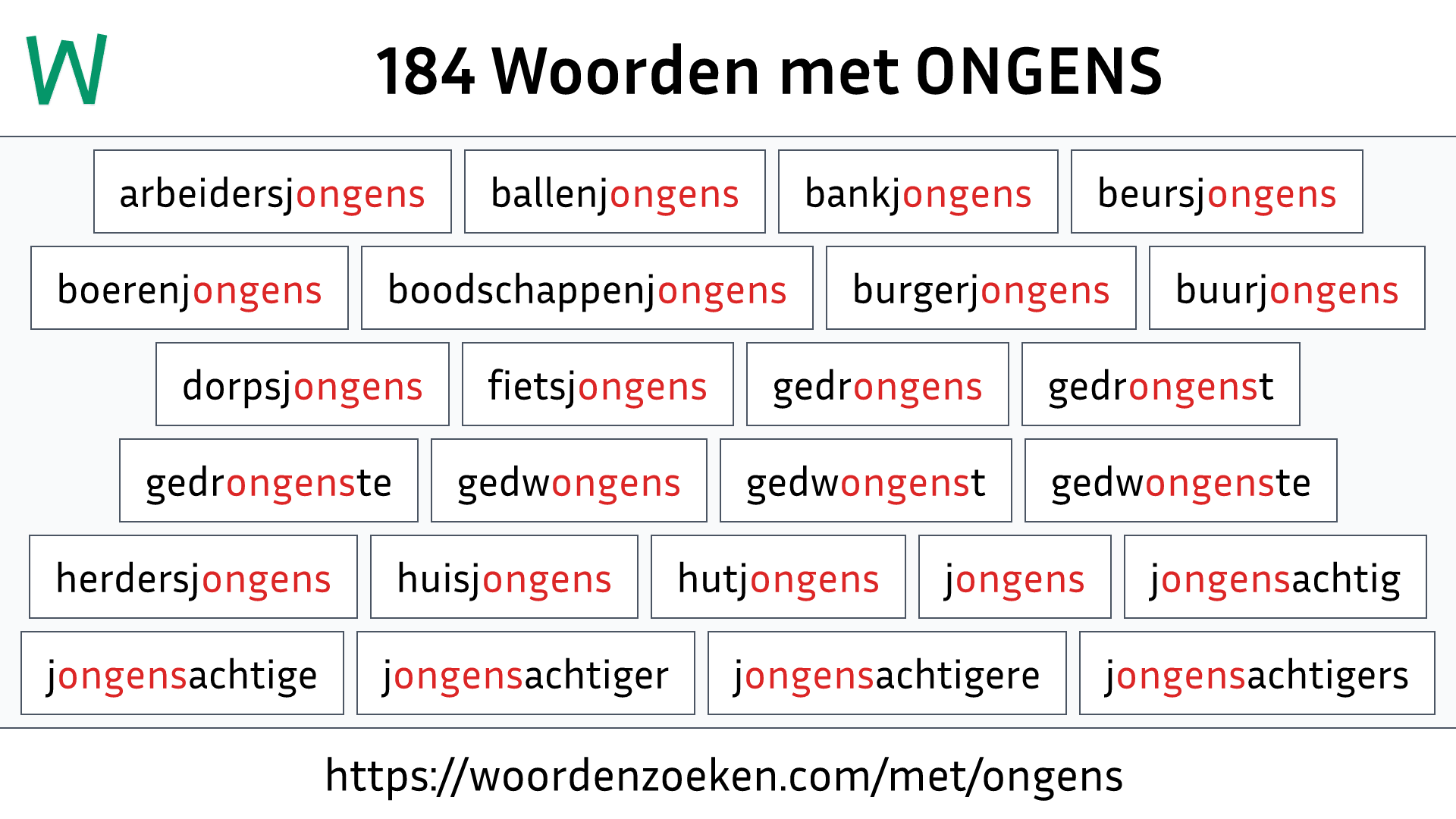 Woorden met ONGENS