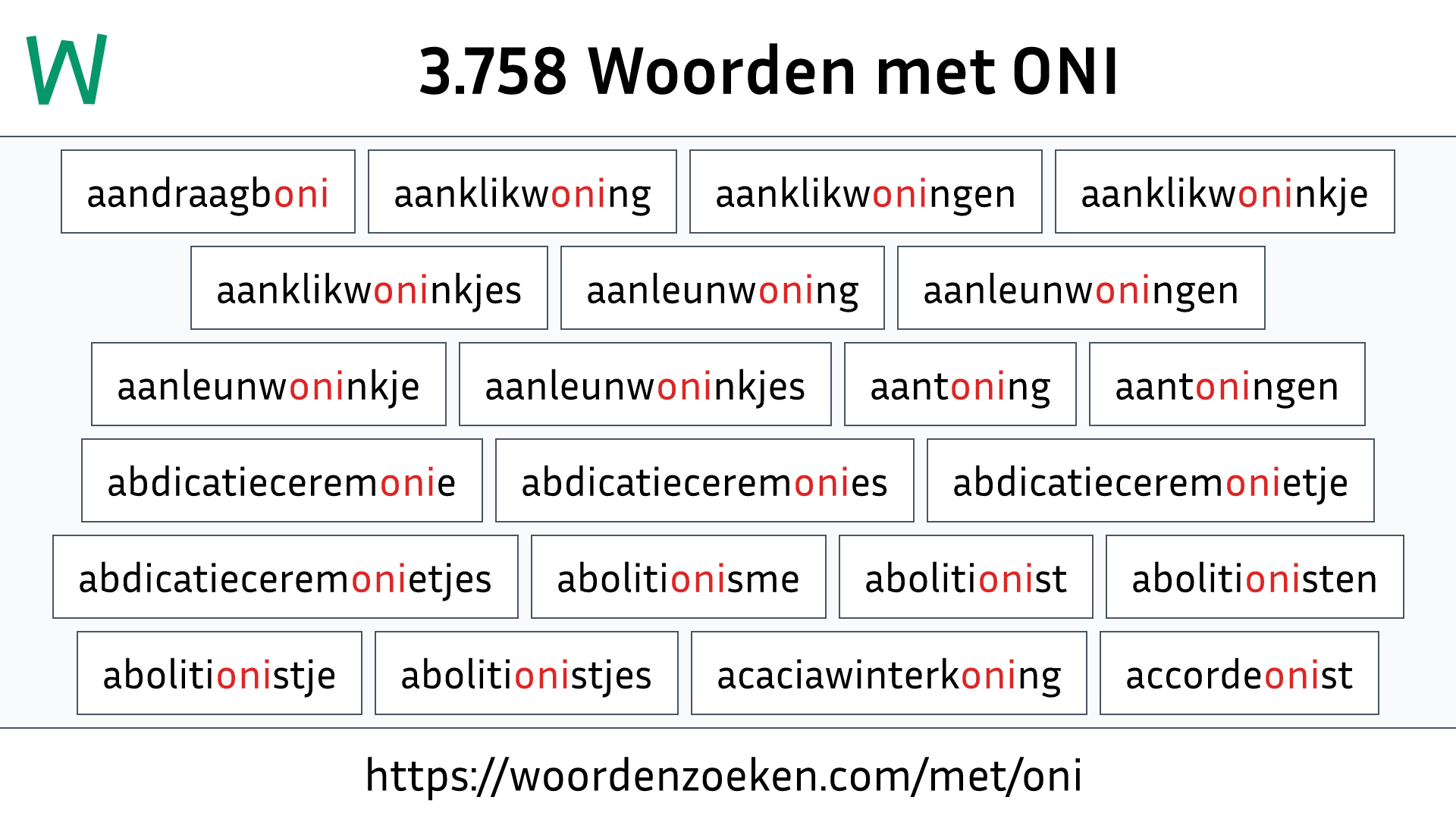 Woorden met ONI