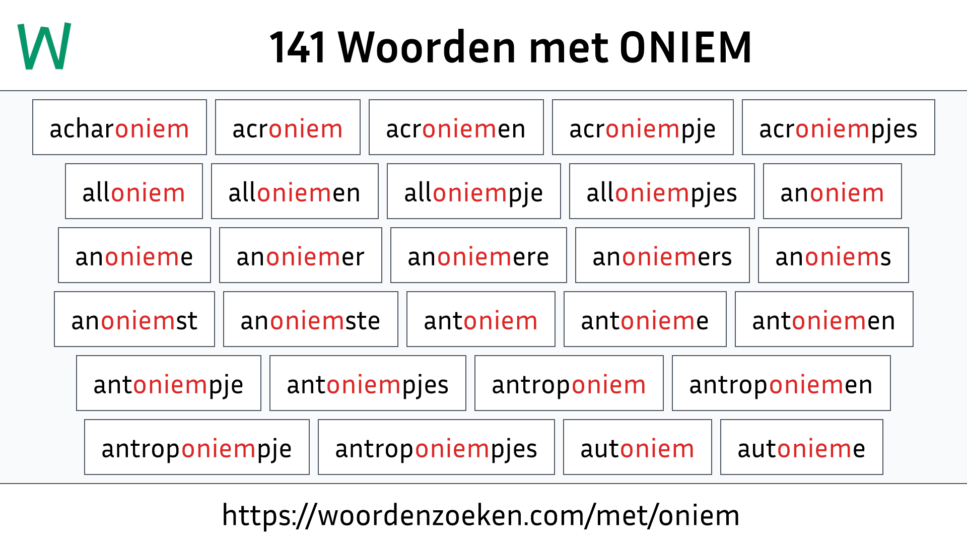 Woorden met ONIEM