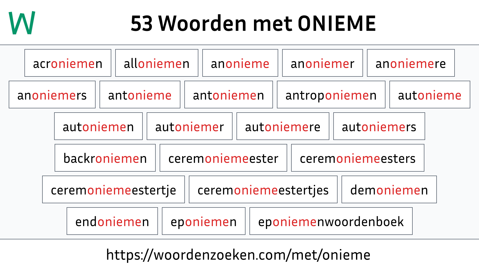 Woorden met ONIEME