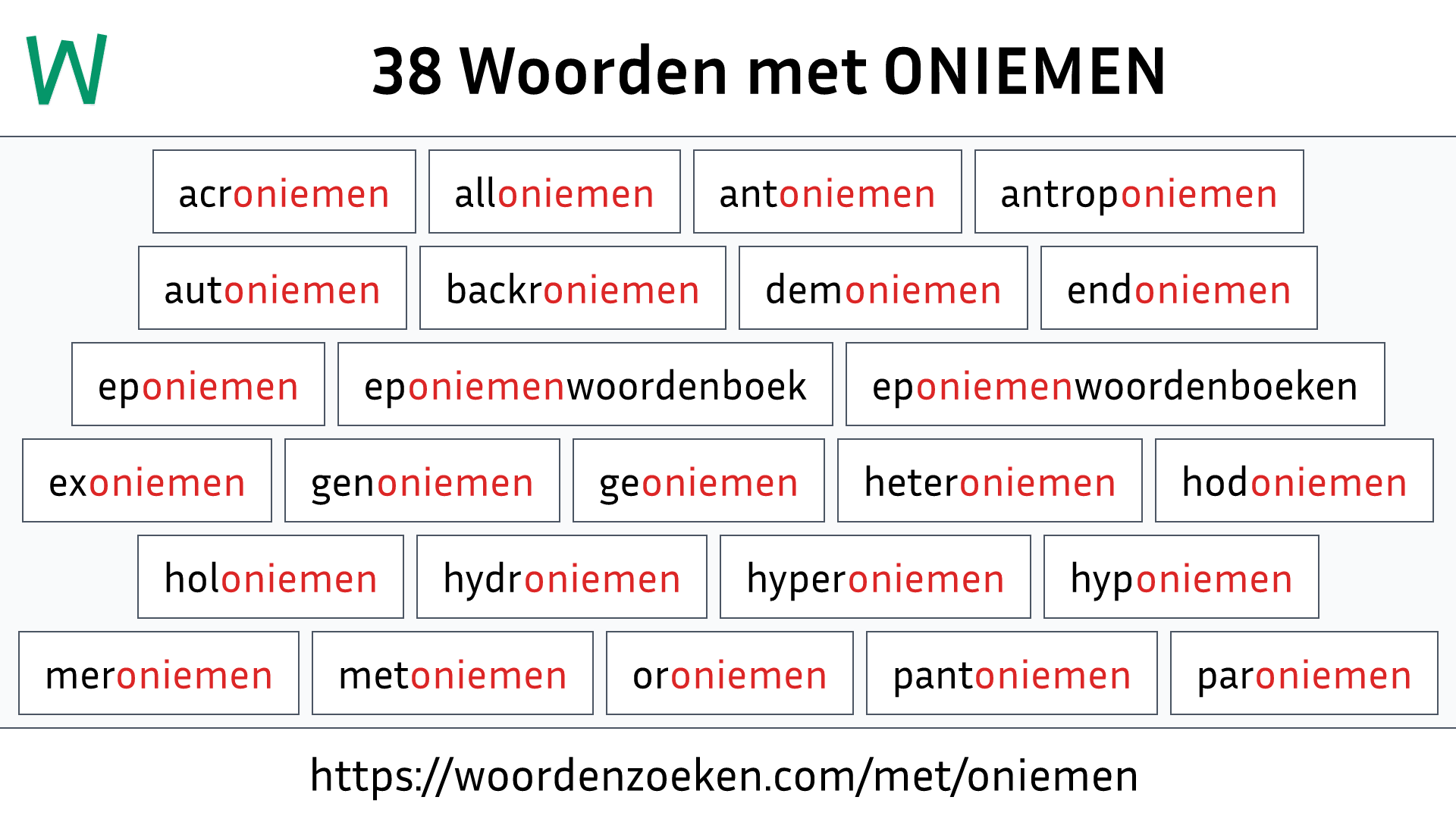 Woorden met ONIEMEN