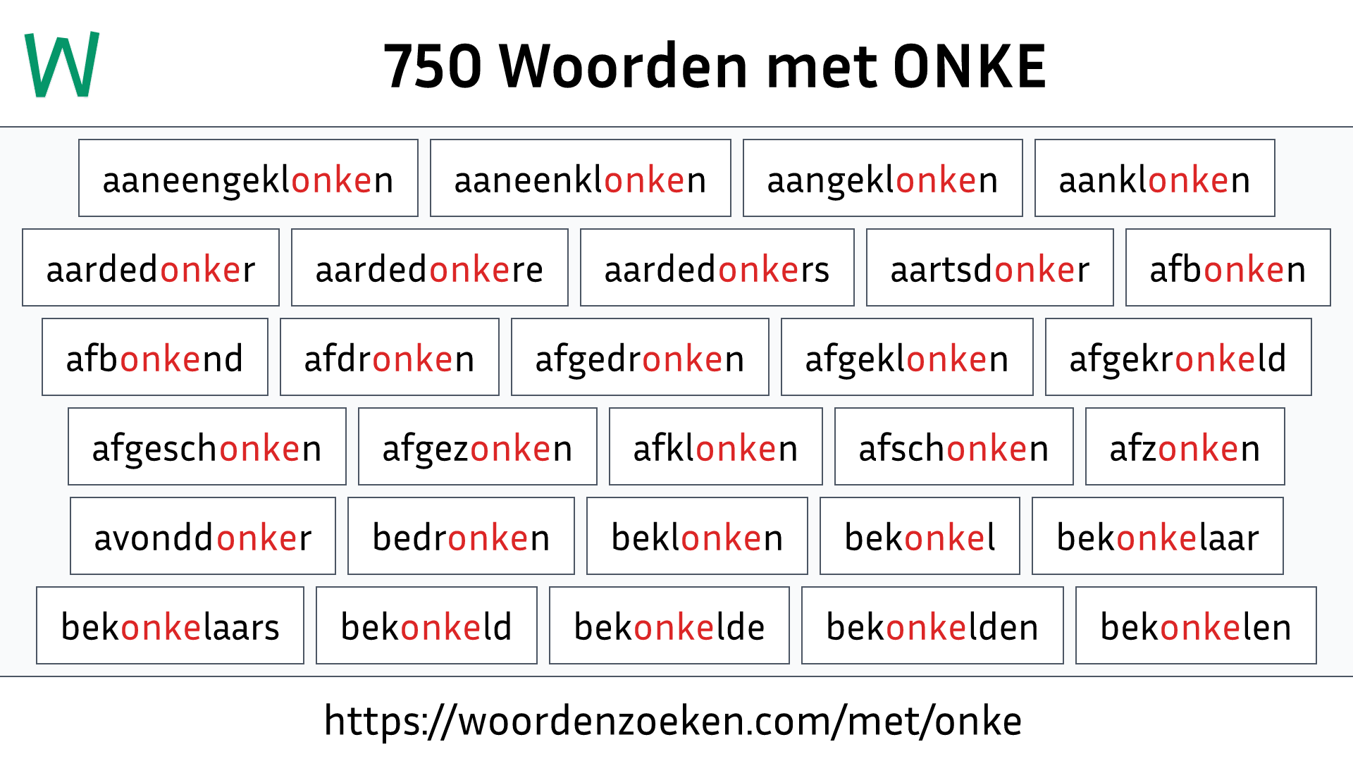 Woorden met ONKE