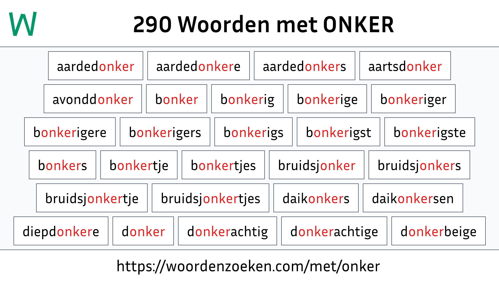 Woorden met ONKER