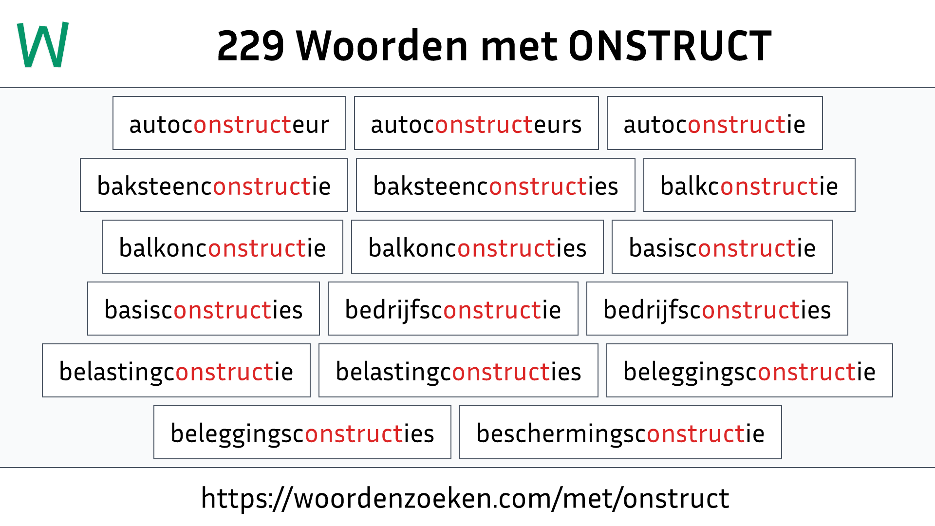 Woorden met ONSTRUCT