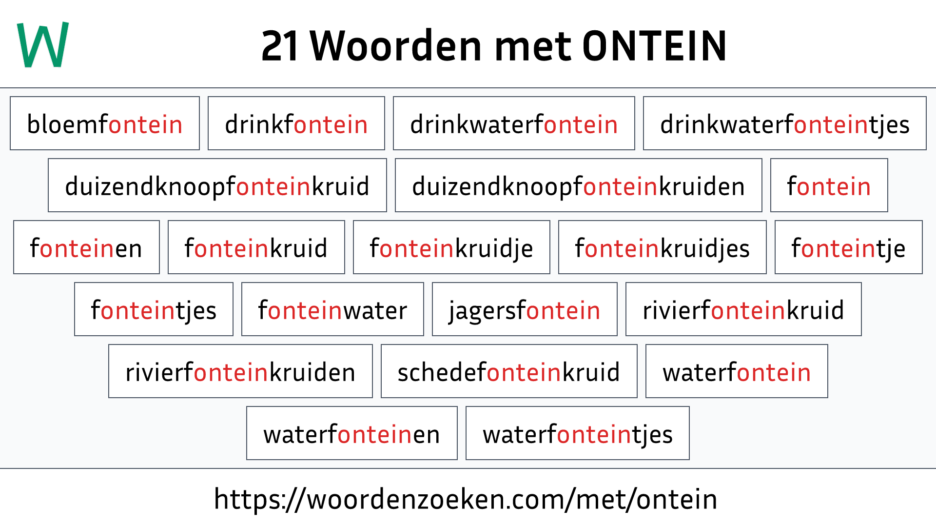 Woorden met ONTEIN