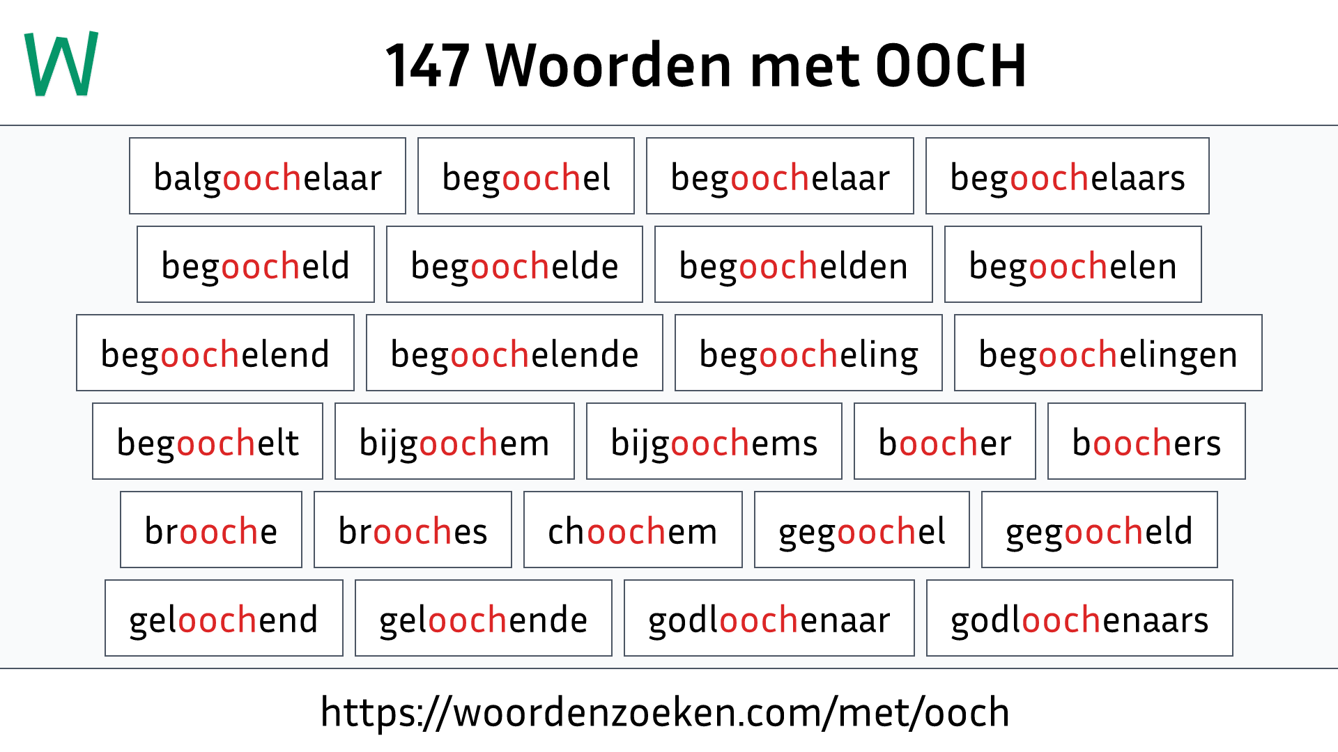 Woorden met OOCH