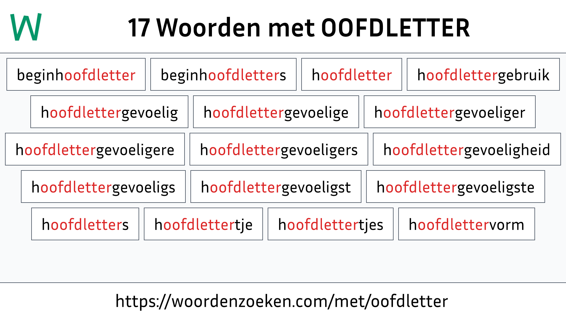 Woorden met OOFDLETTER