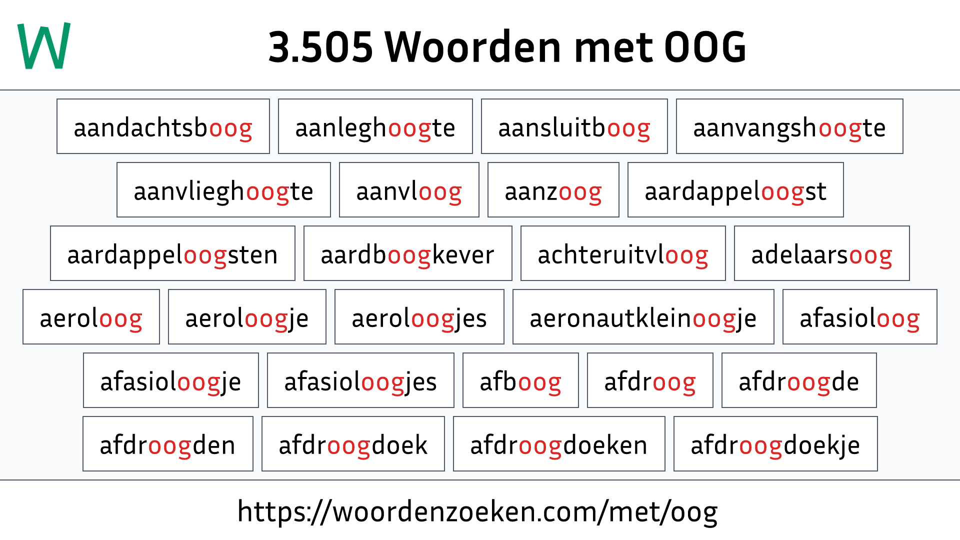 Woorden met OOG