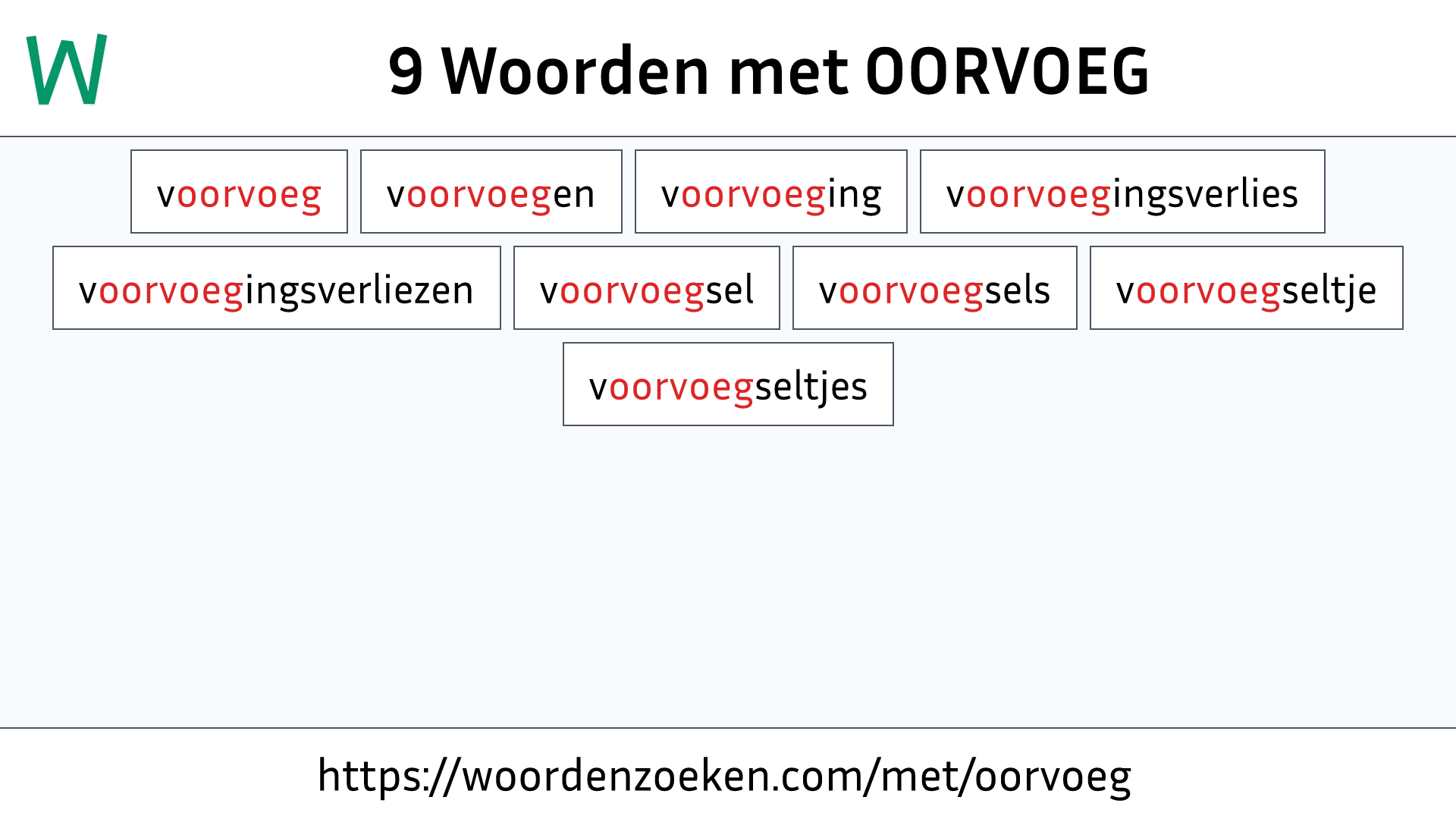 Woorden met OORVOEG