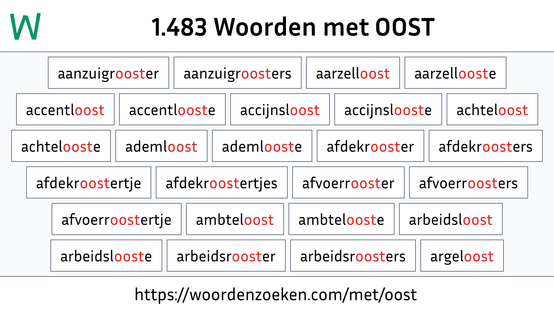 Woorden met OOST