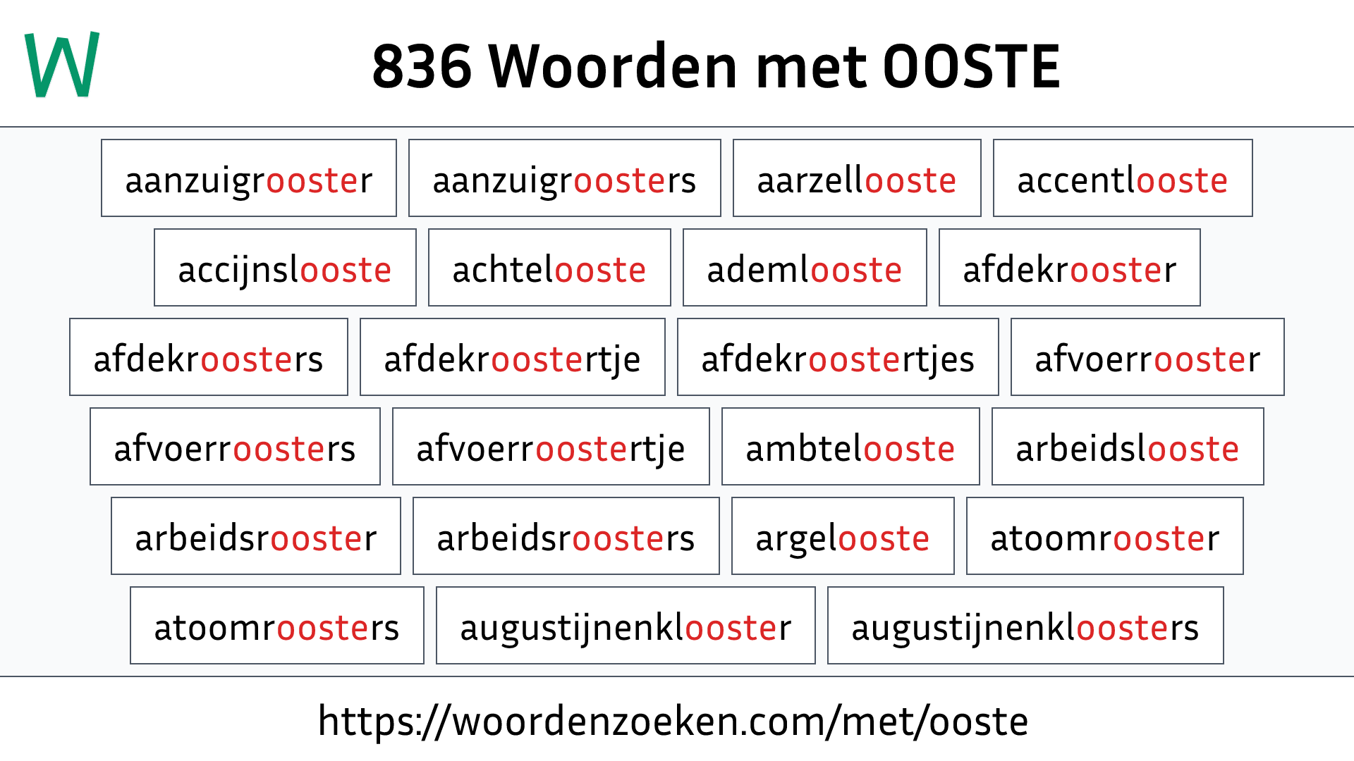 Woorden met OOSTE