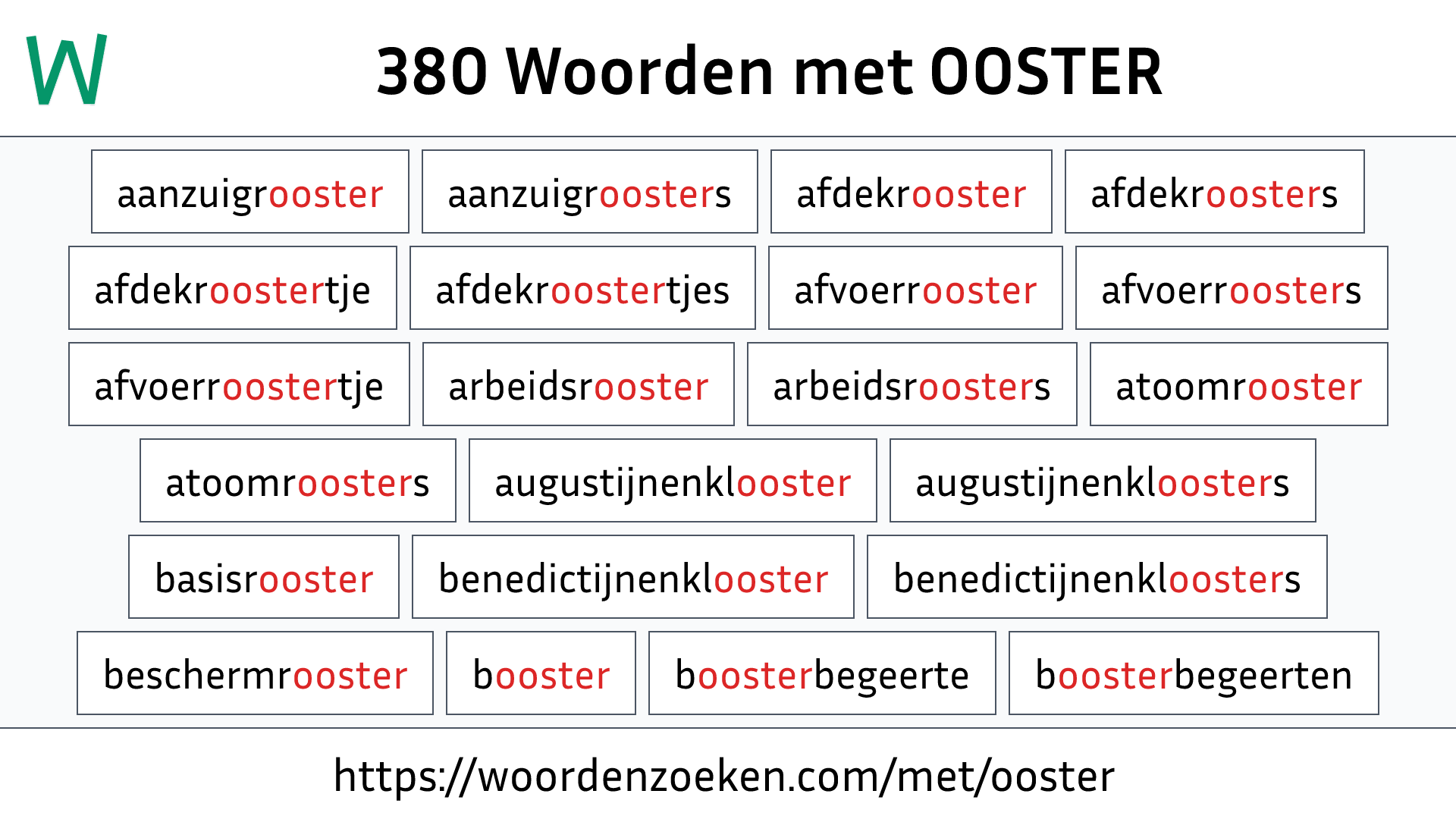 Woorden met OOSTER