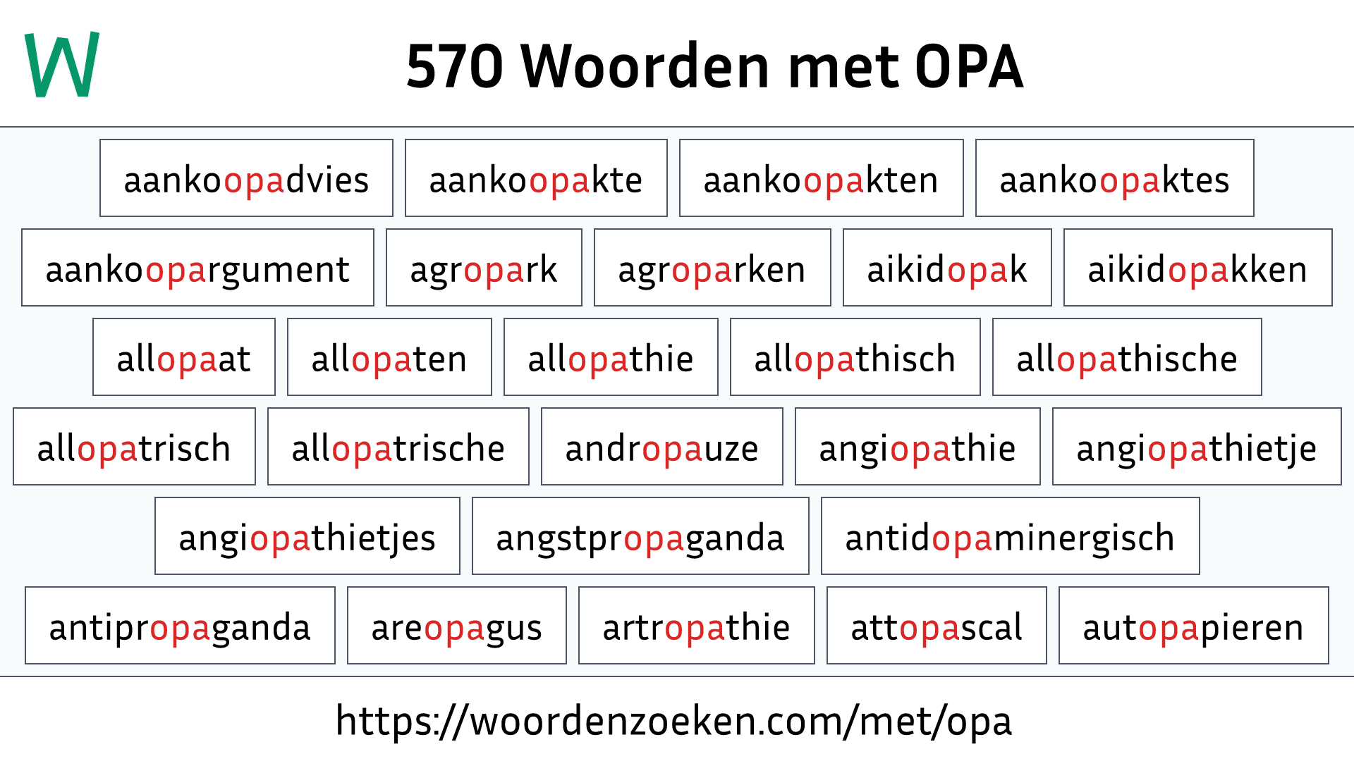 Woorden met OPA