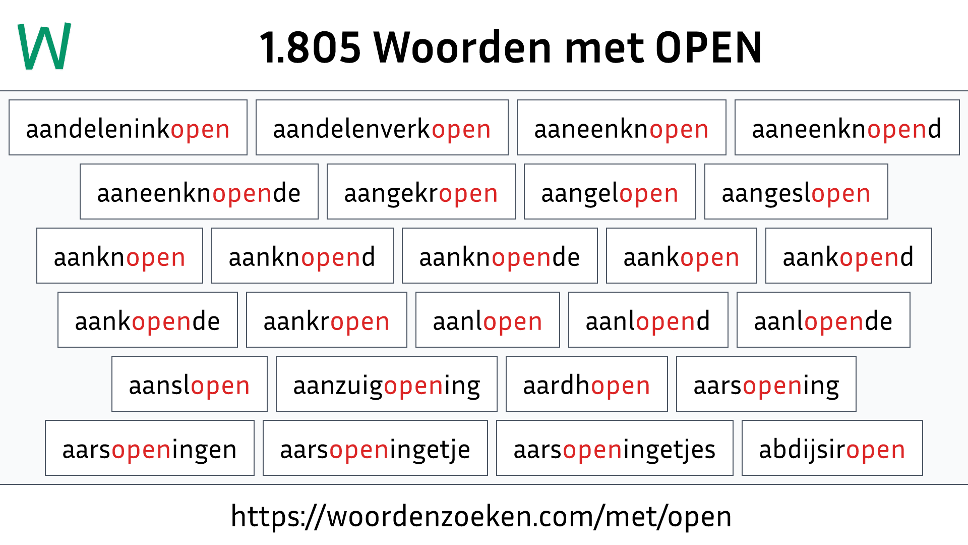 Woorden met OPEN