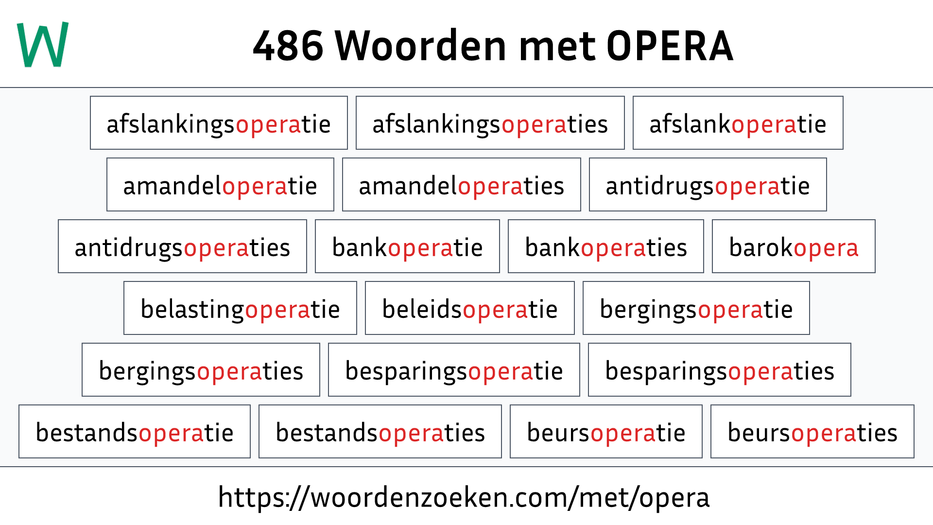 Woorden met OPERA