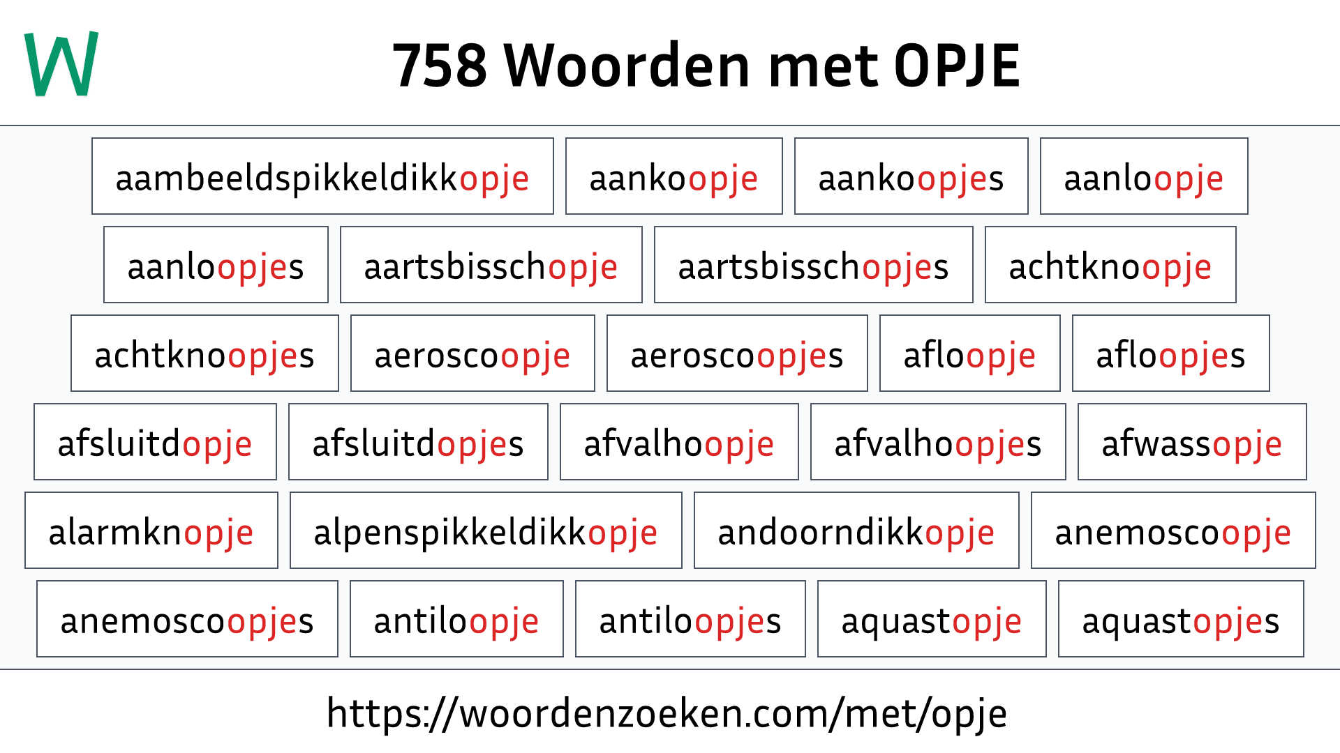 Woorden met OPJE