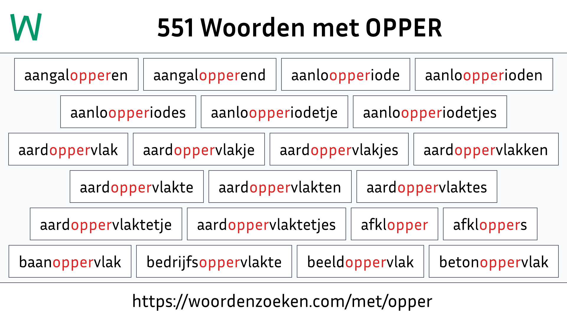 Woorden met OPPER