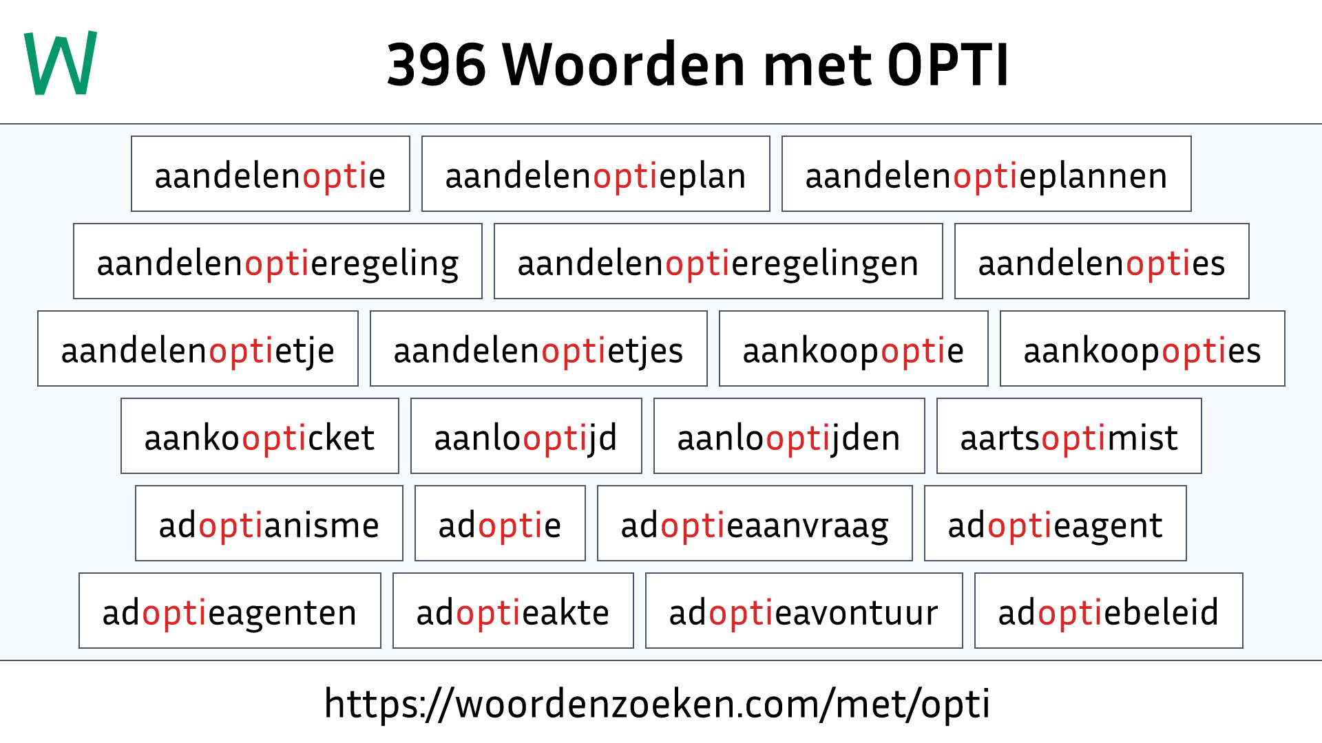 Woorden met OPTI