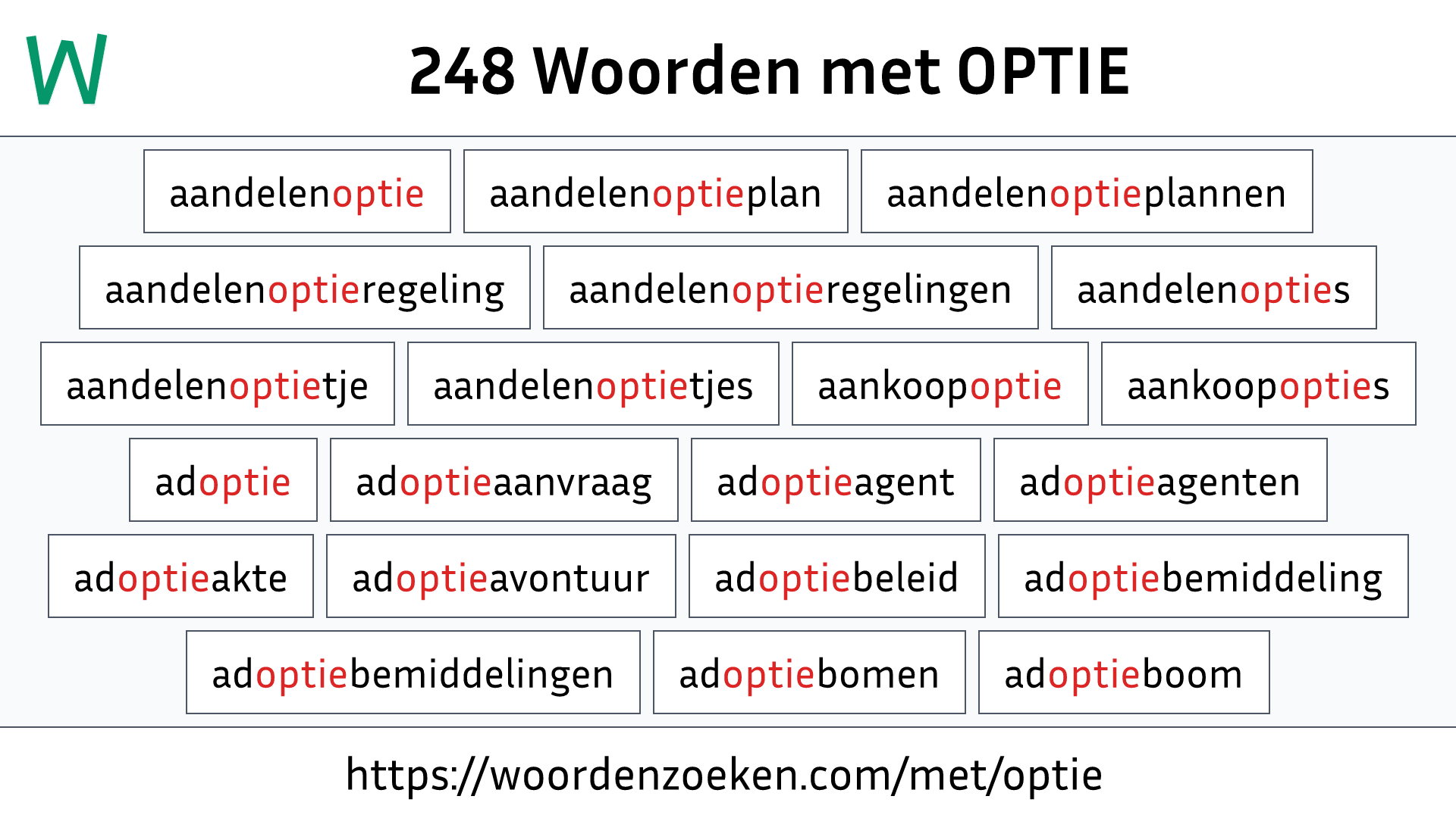 Woorden met OPTIE