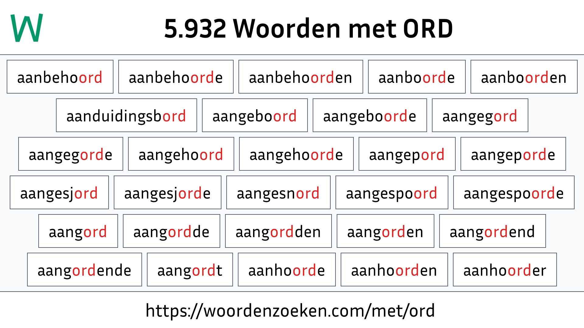 Woorden met ORD