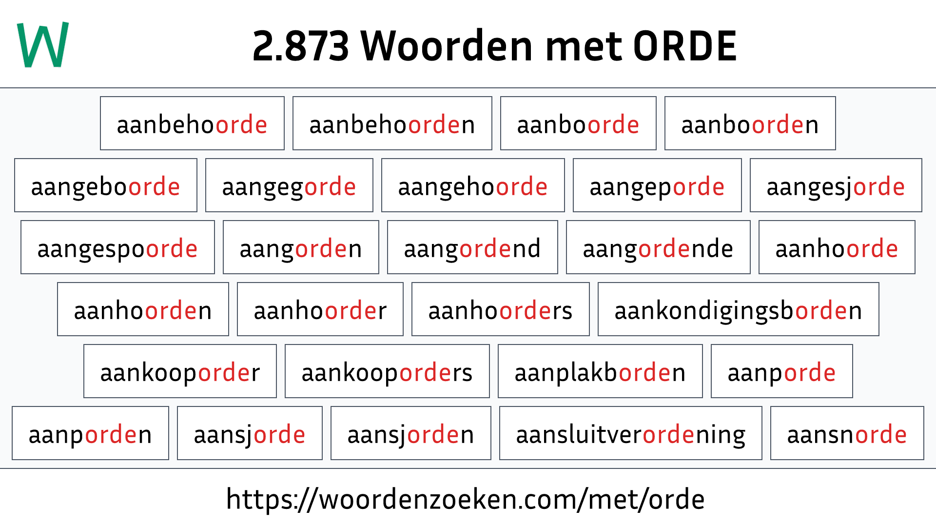 Woorden met ORDE