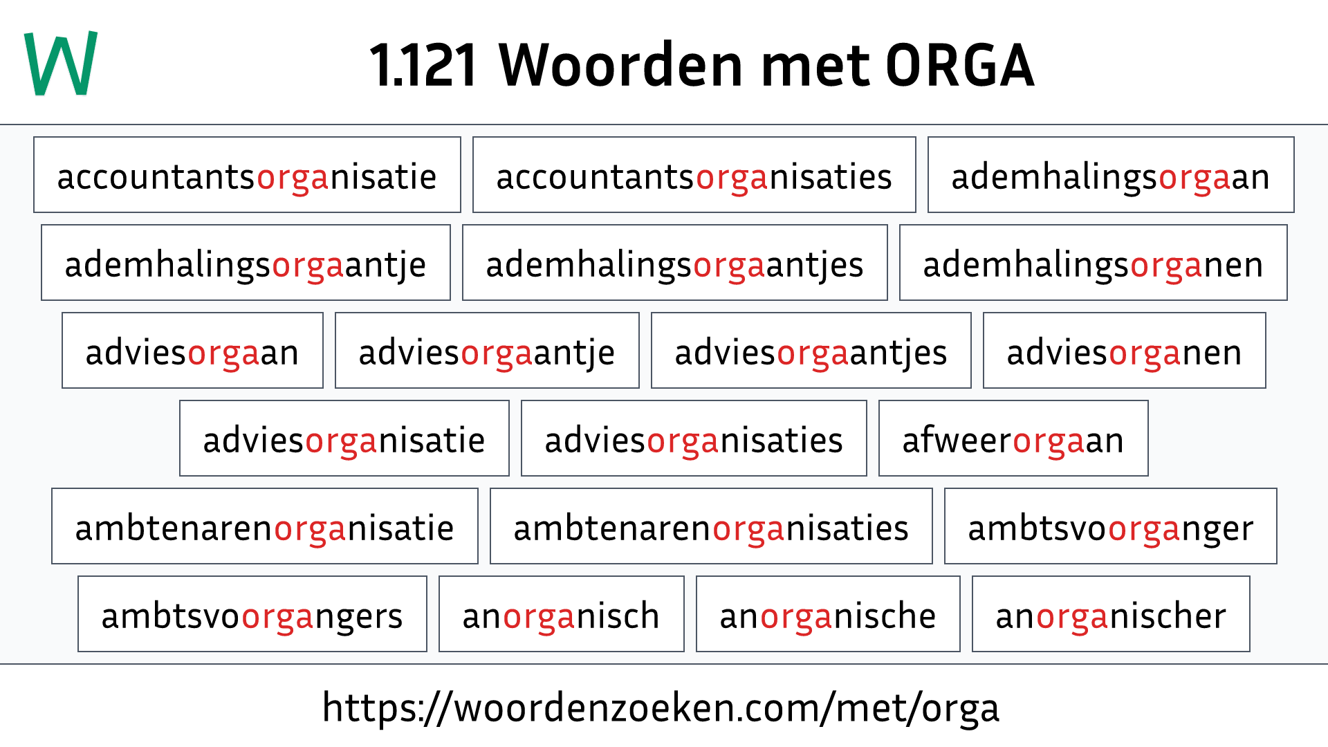 Woorden met ORGA