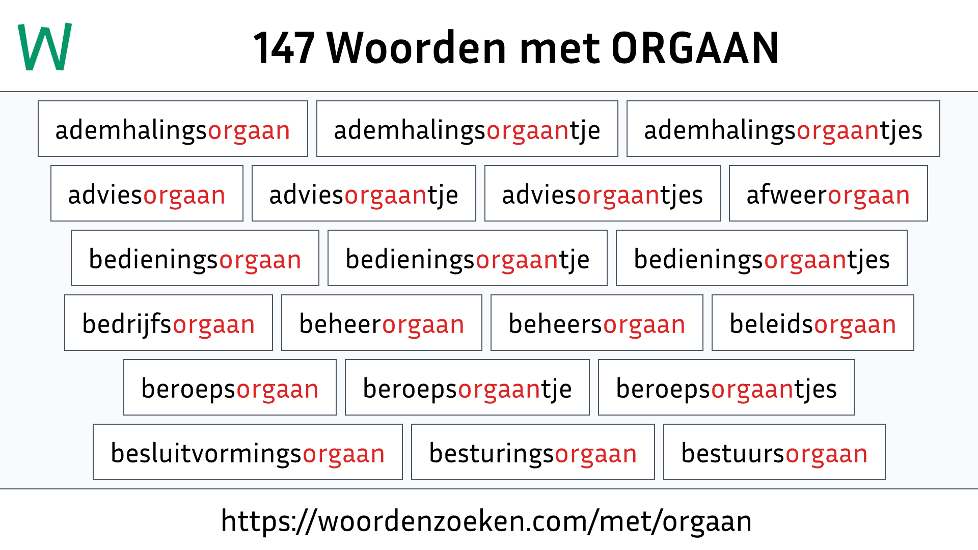 Woorden met ORGAAN