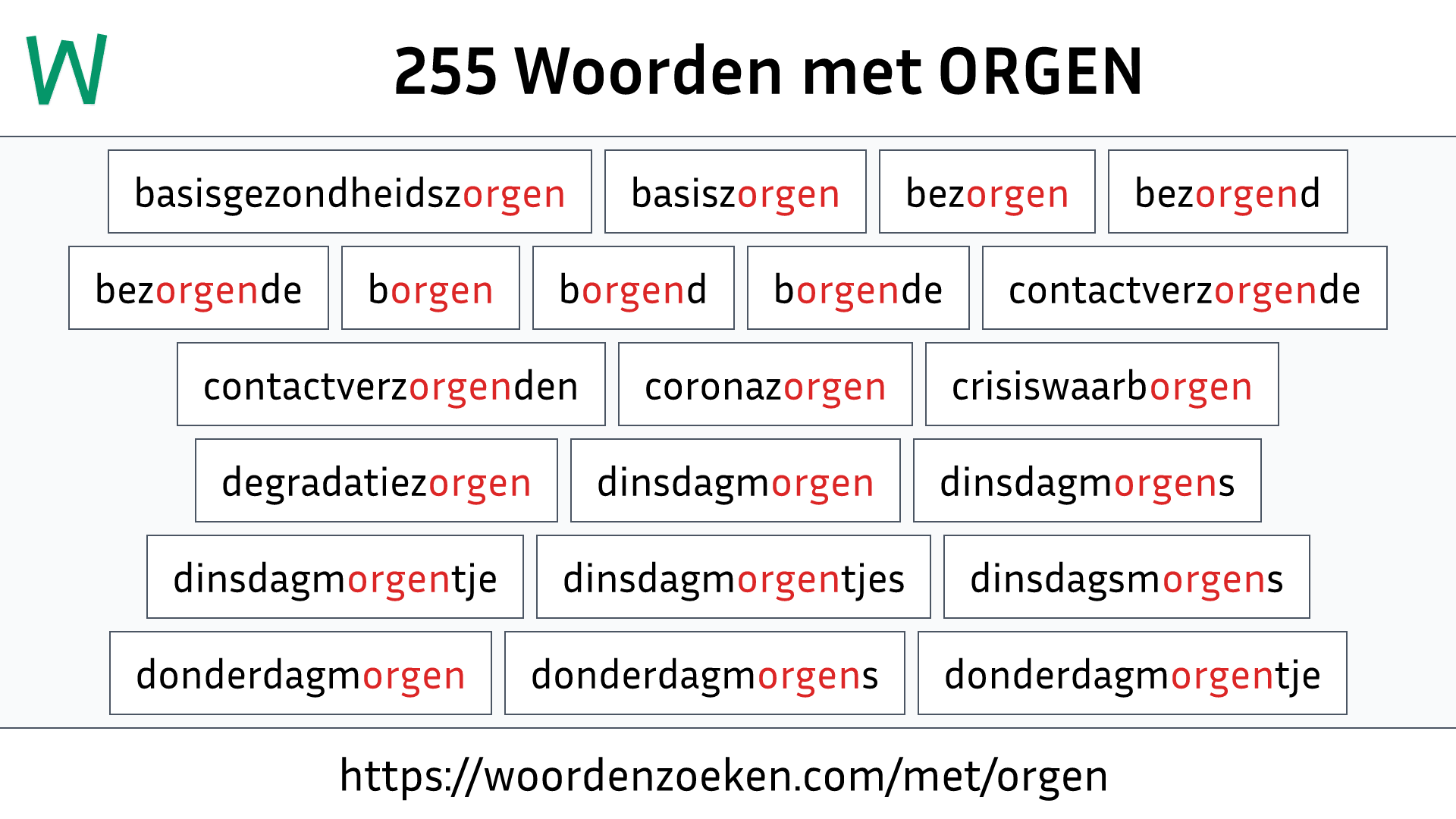 Woorden met ORGEN