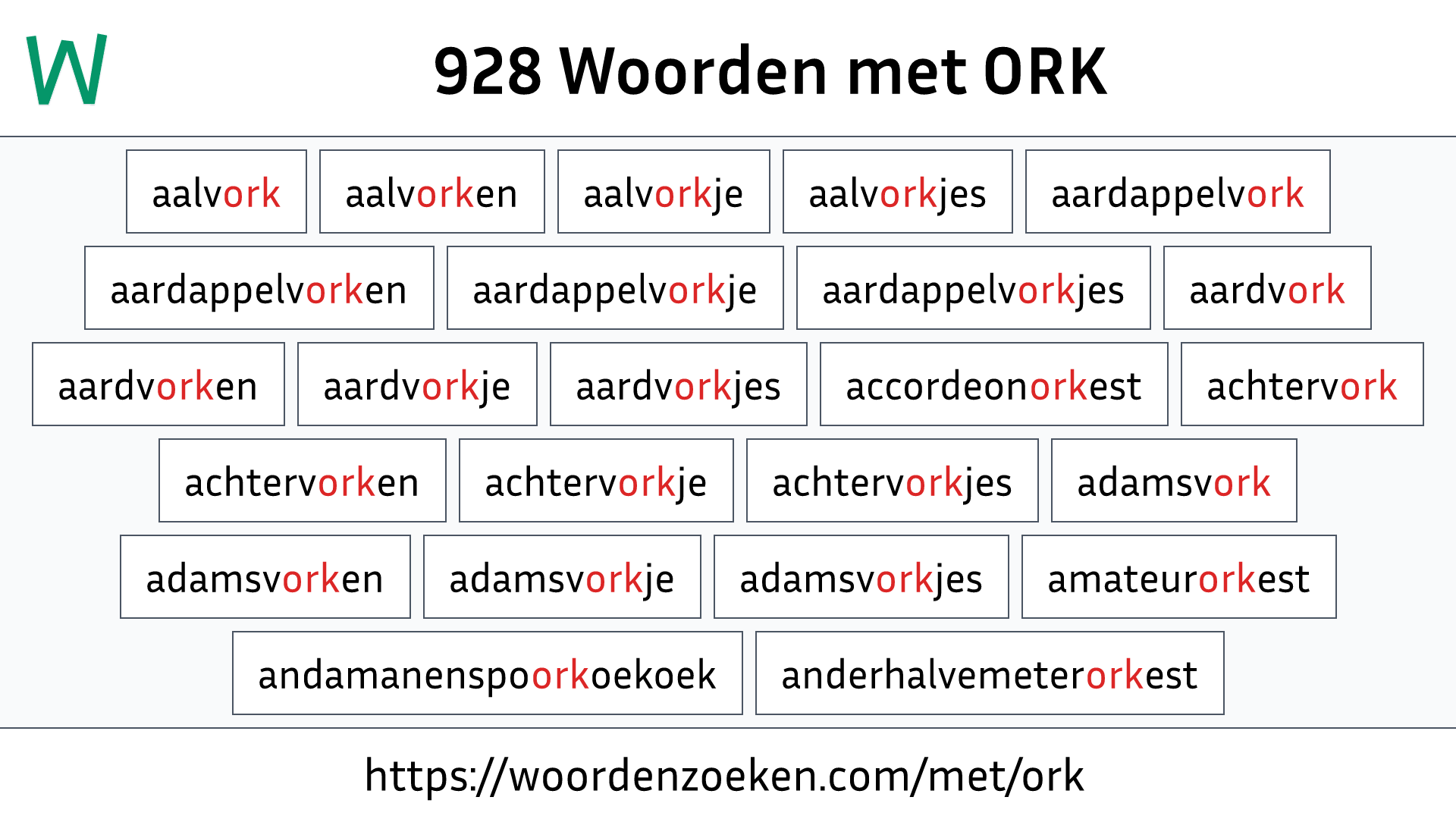 Woorden met ORK